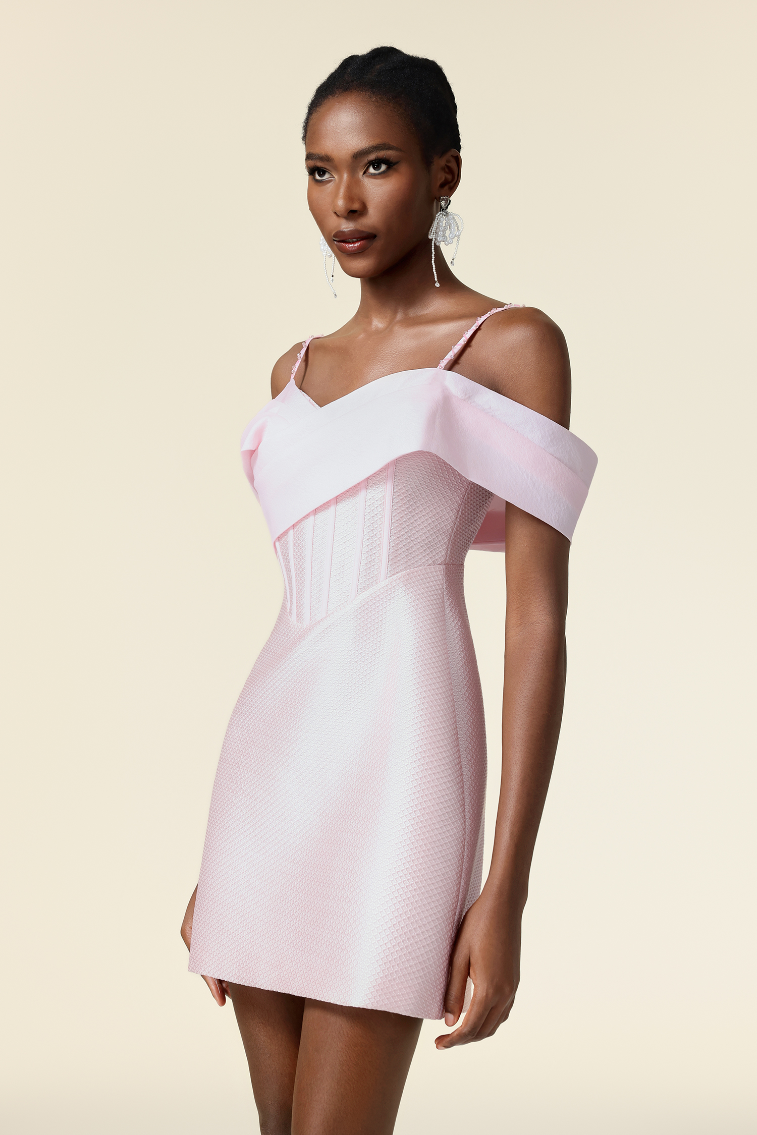 Vako Sleeveless Diamond Fishbone Mini Dress