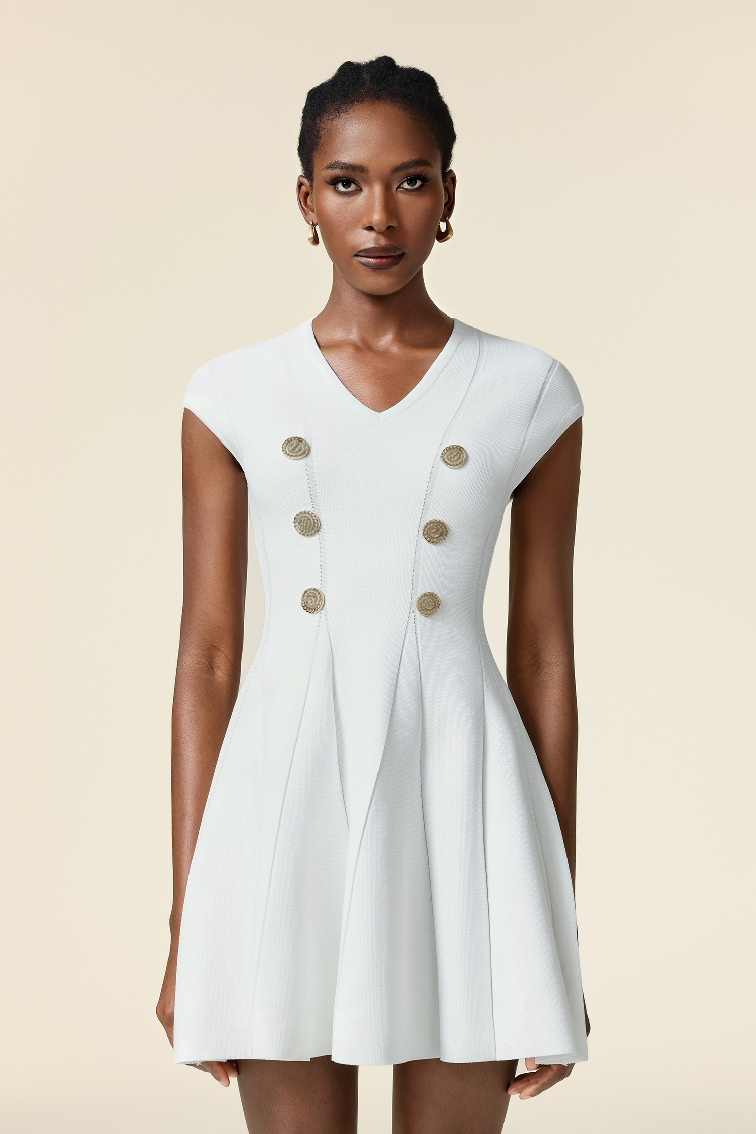 Zuelia Short Sleeves V Neck Mini Dress