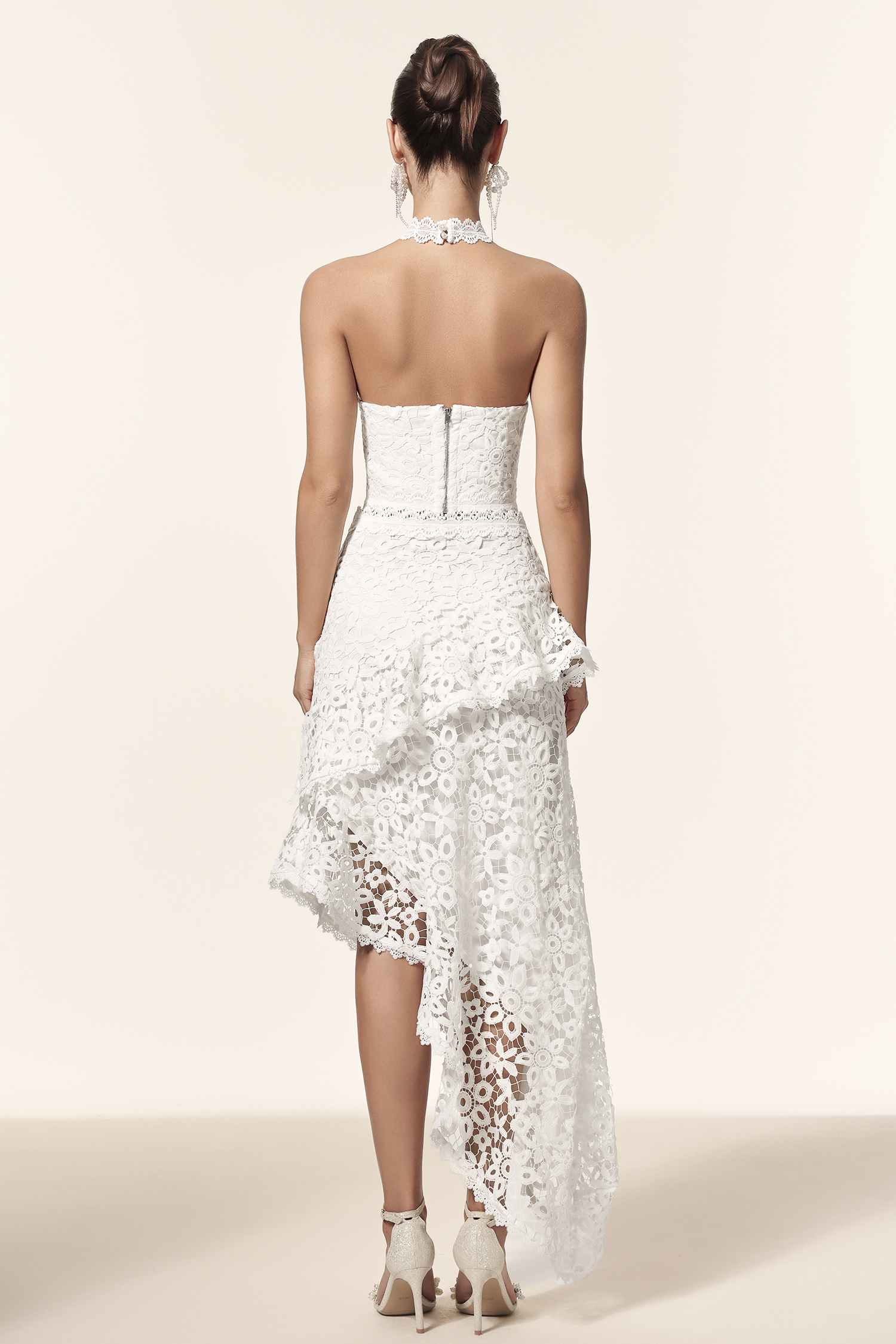 Lape Asymmetric Lace Sleeveless Top And Skirt Two-Piece Set