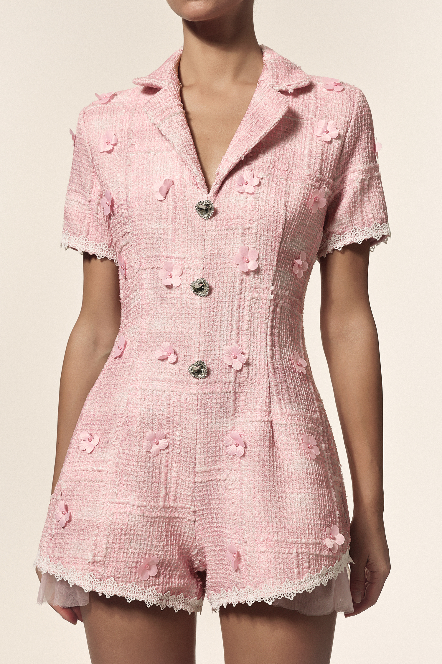 Piala Short Sleeves Flowers Mini Jumpsuit