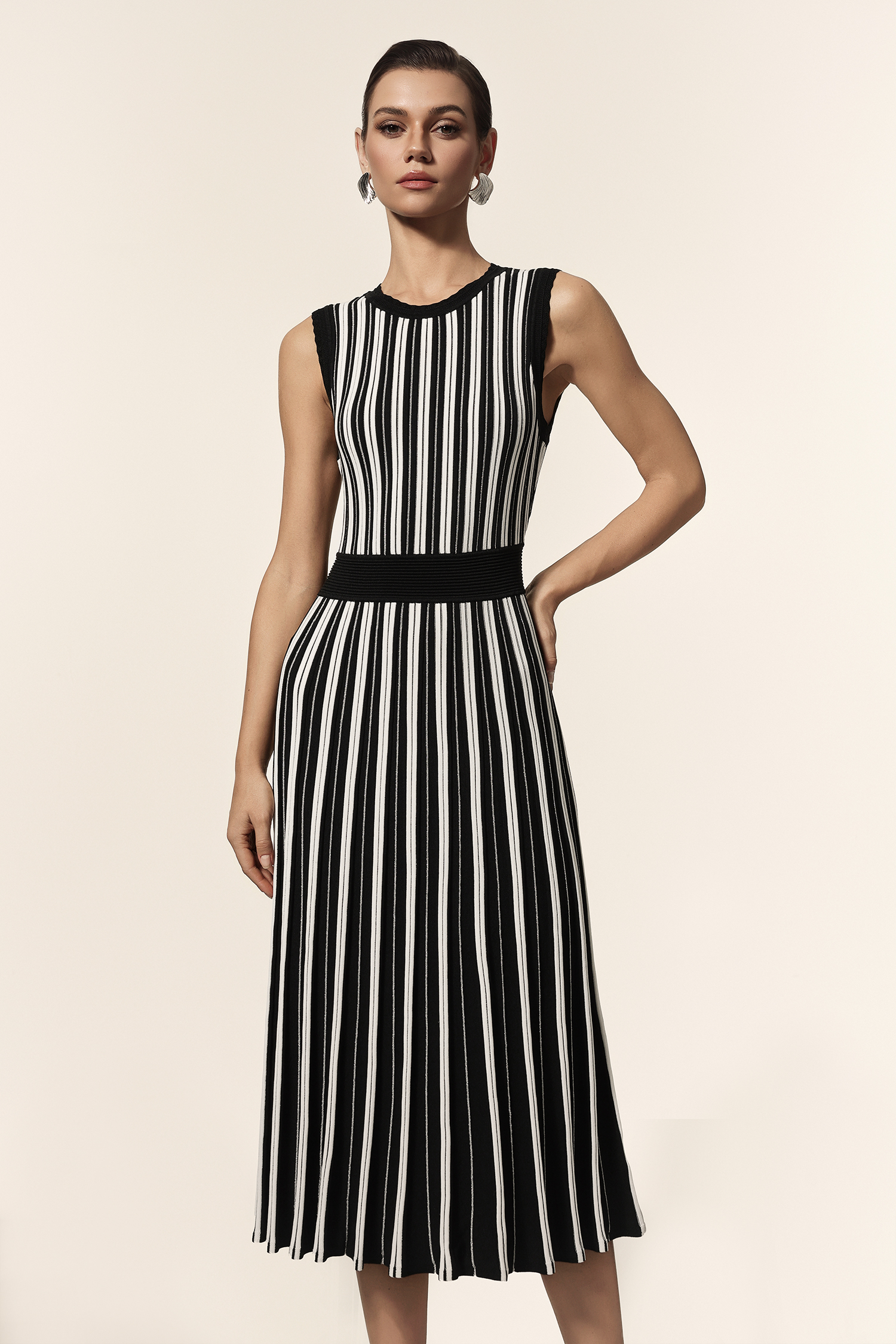 Encho Round Neck Sleeveless Midi Dress