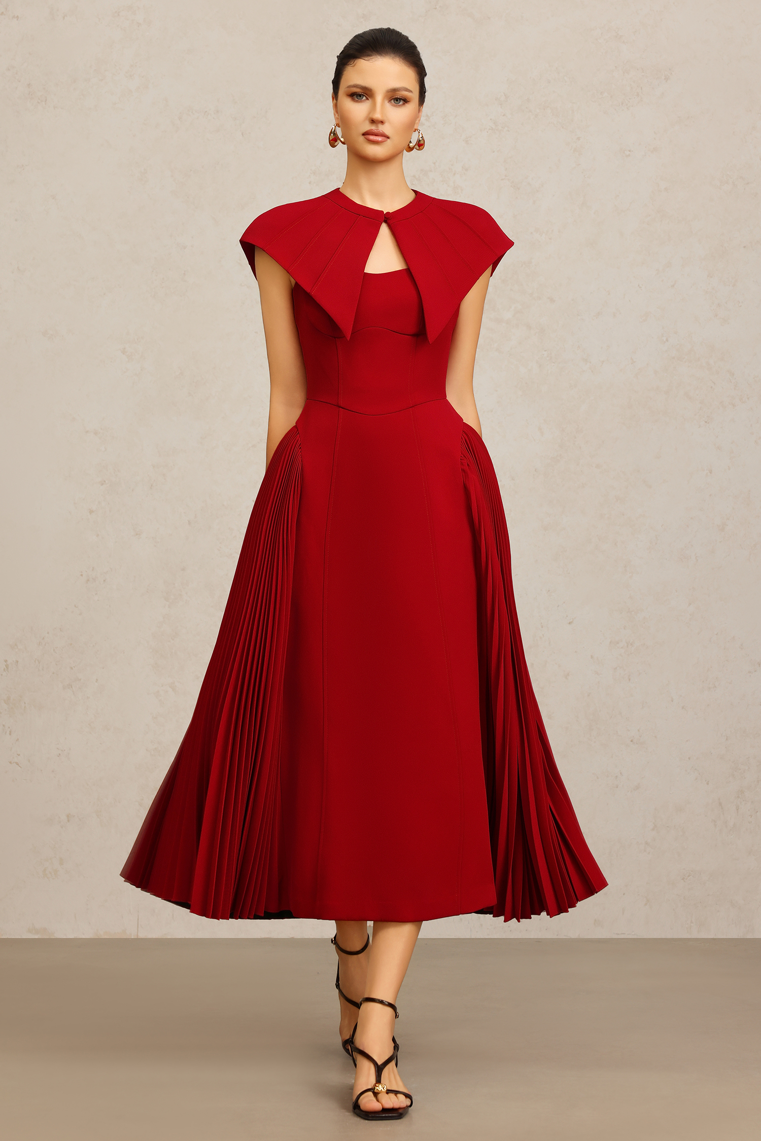 Verna Halter Folds Maxi Dress