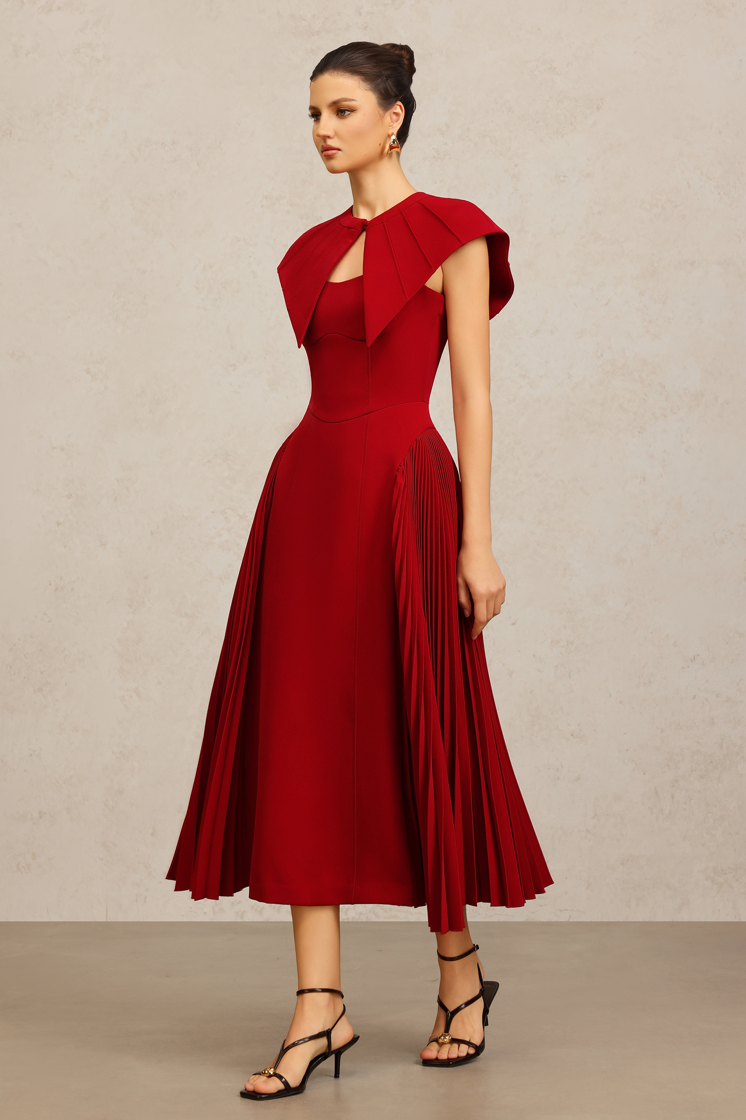 Verna Halter Folds Maxi Dress