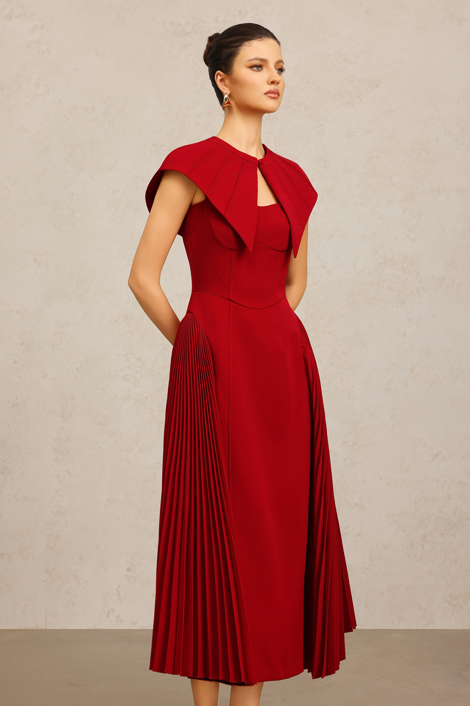 Verna Halter Folds Maxi Dress