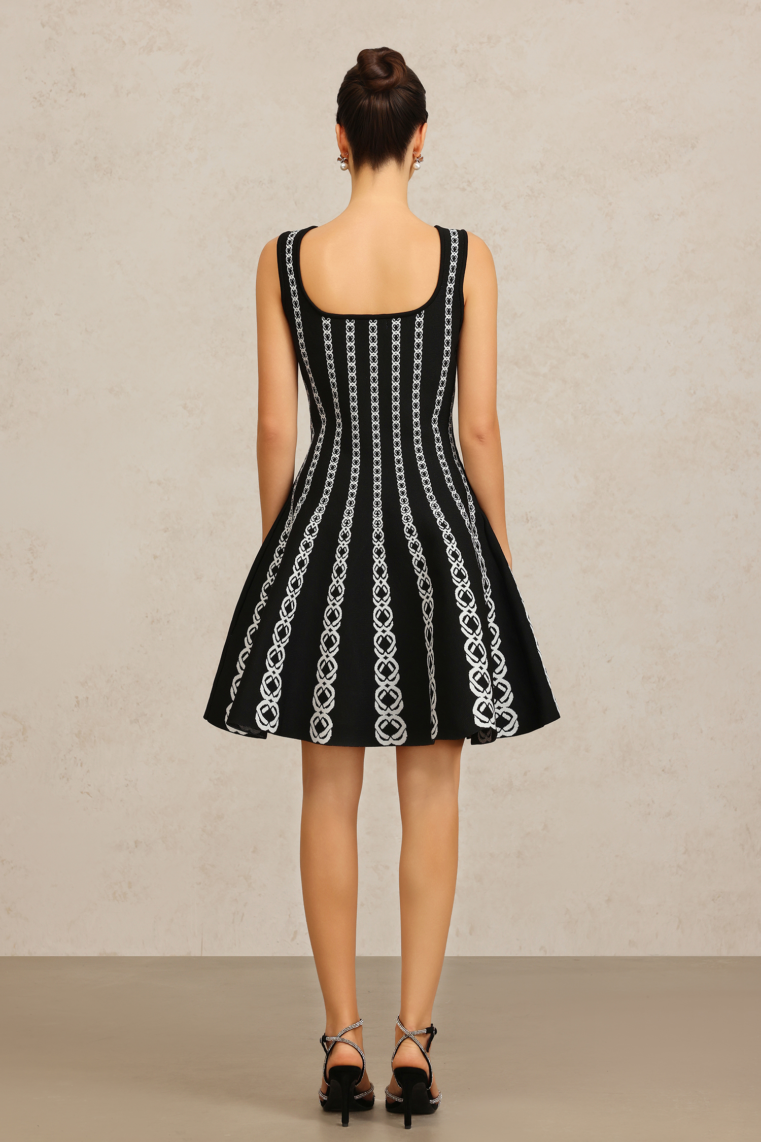 Lafesa Halter Striped Pattern Mini Dress