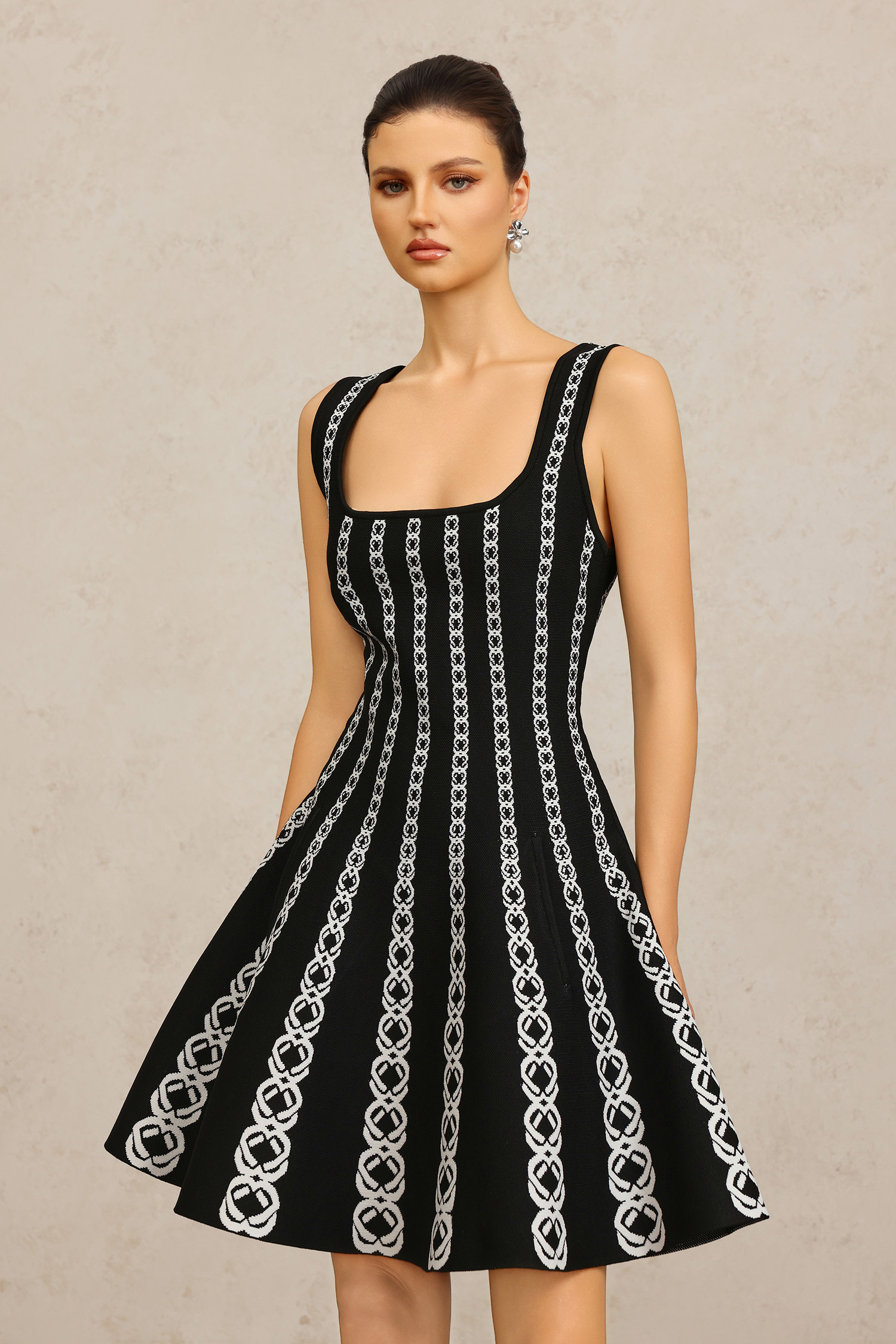 Lafesa Halter Striped Pattern Mini Dress