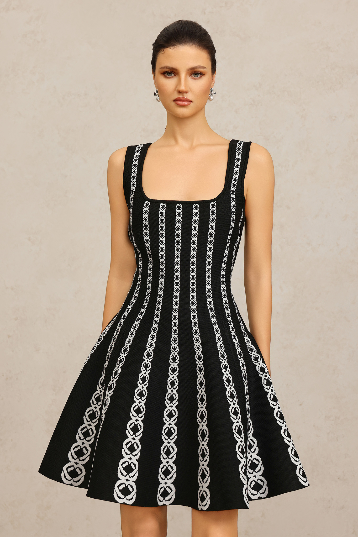 Lafesa Halter Striped Pattern Mini Dress