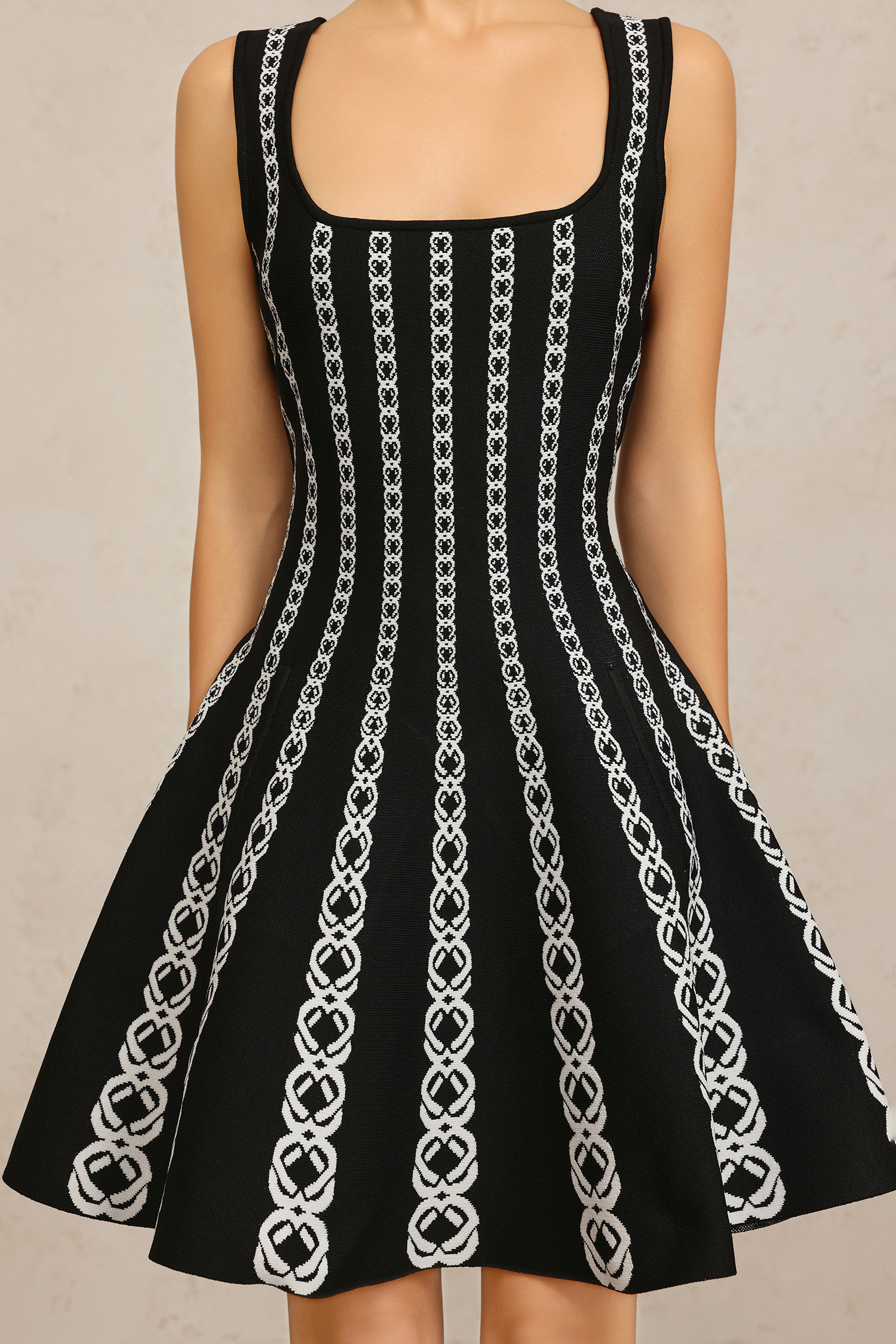 Lafesa Halter Striped Pattern Mini Dress