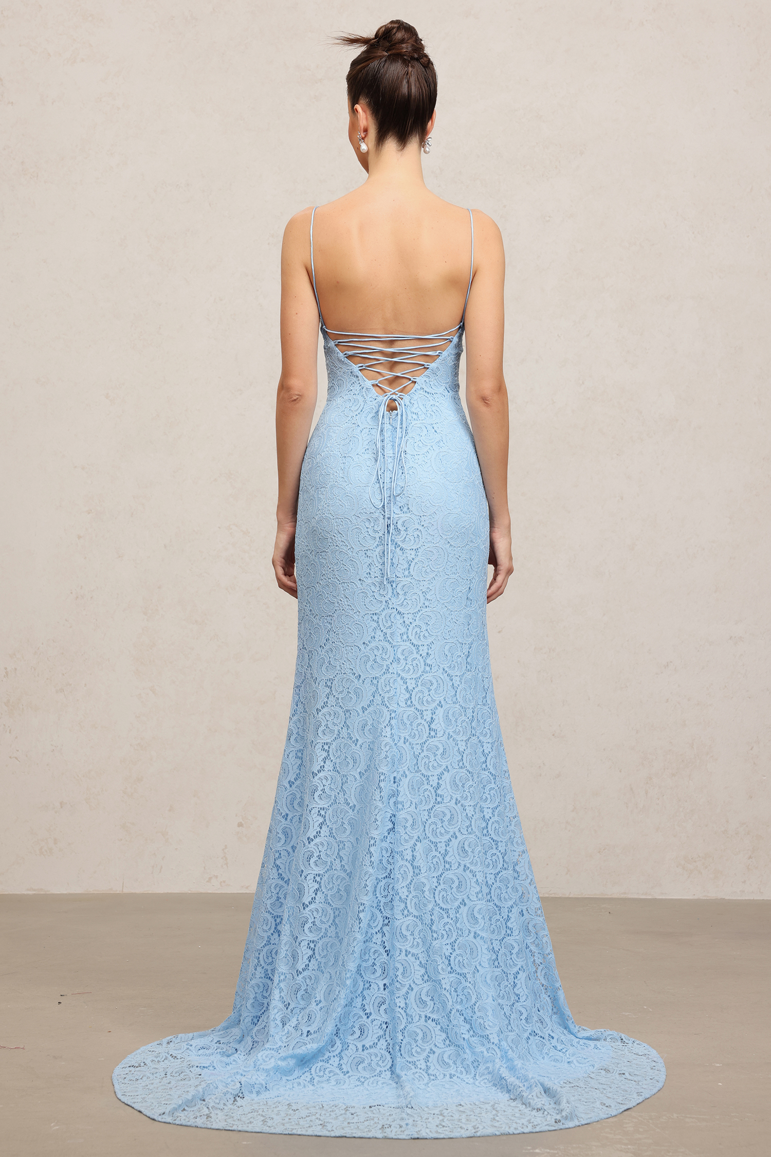 Lace Spaghetti-Strap Floor-Length Dress