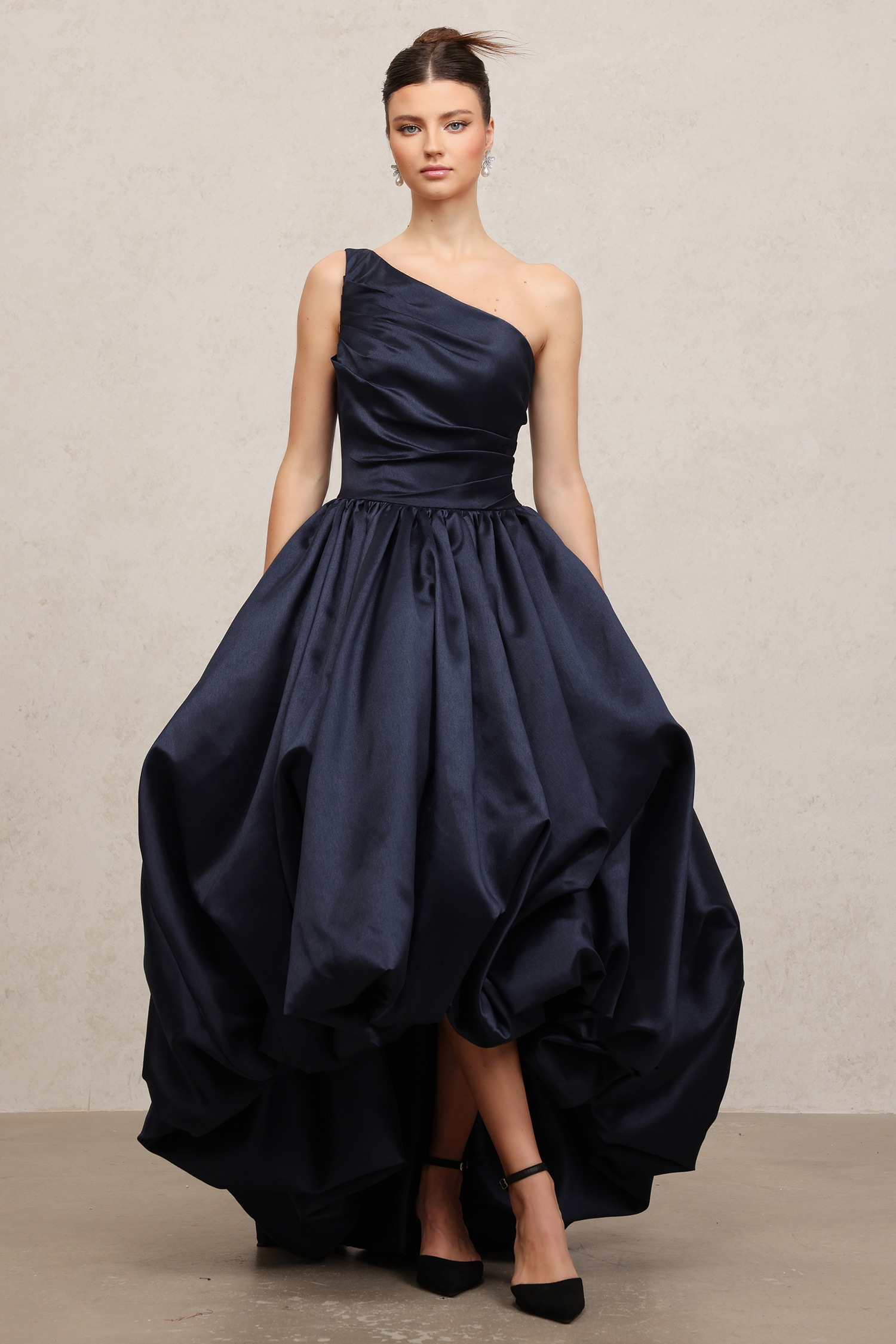 Asymmetric Satin High-Low Gown