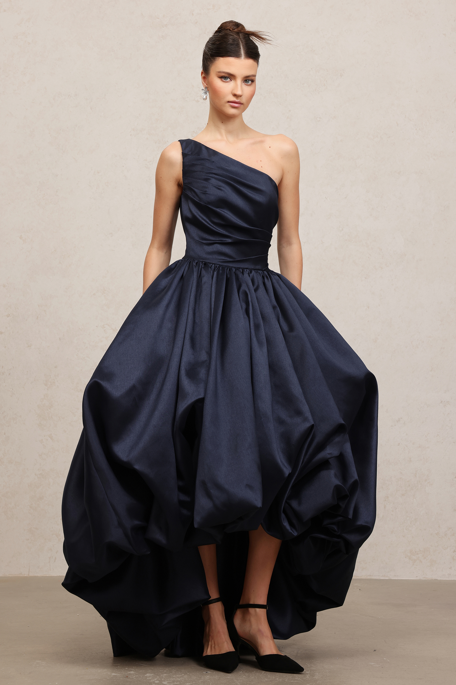 Asymmetric Satin High-Low Gown