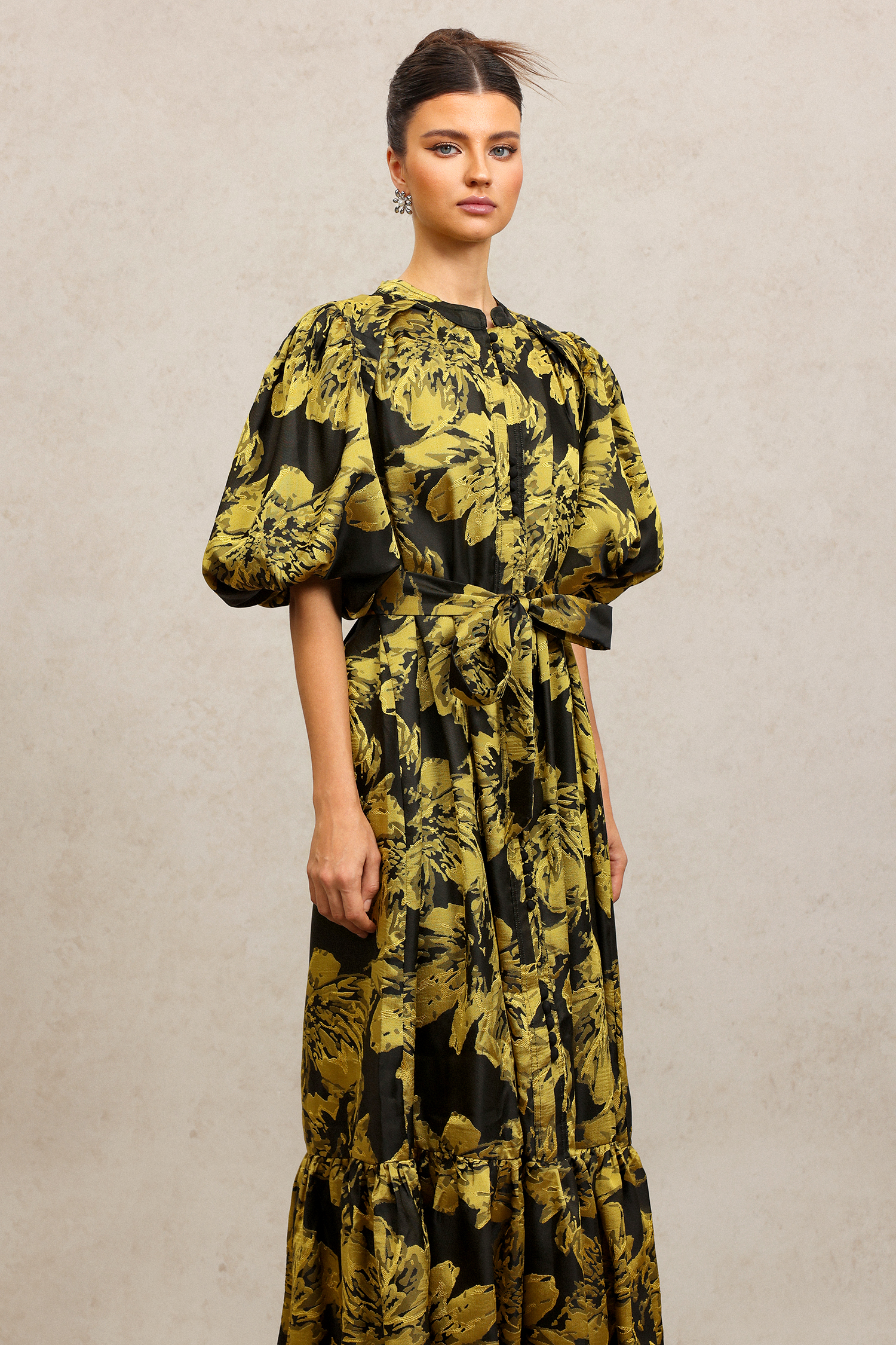 Jaca Puff Sleeves Maxi Dress