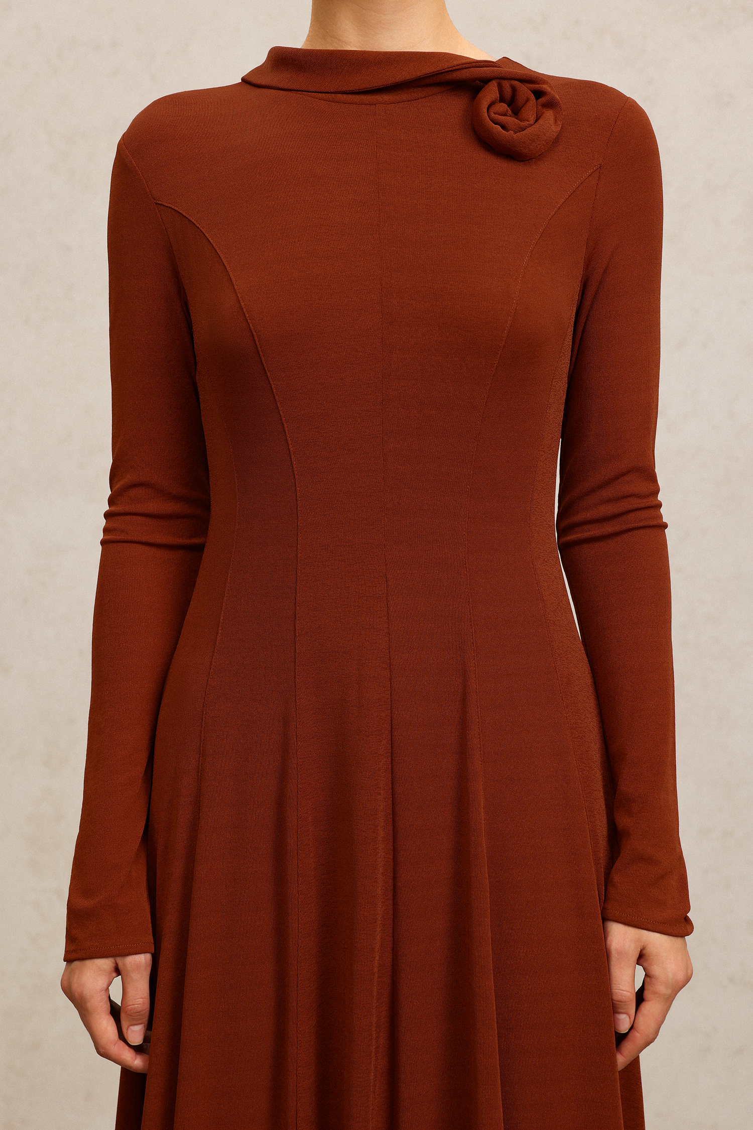 Juny Long Sleeves Flower Maxi Dress