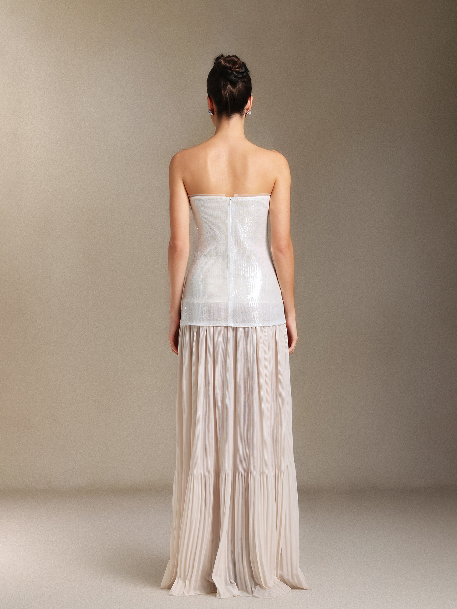 Vafa Chest smearing Sequins Chiffon maxi formal dress