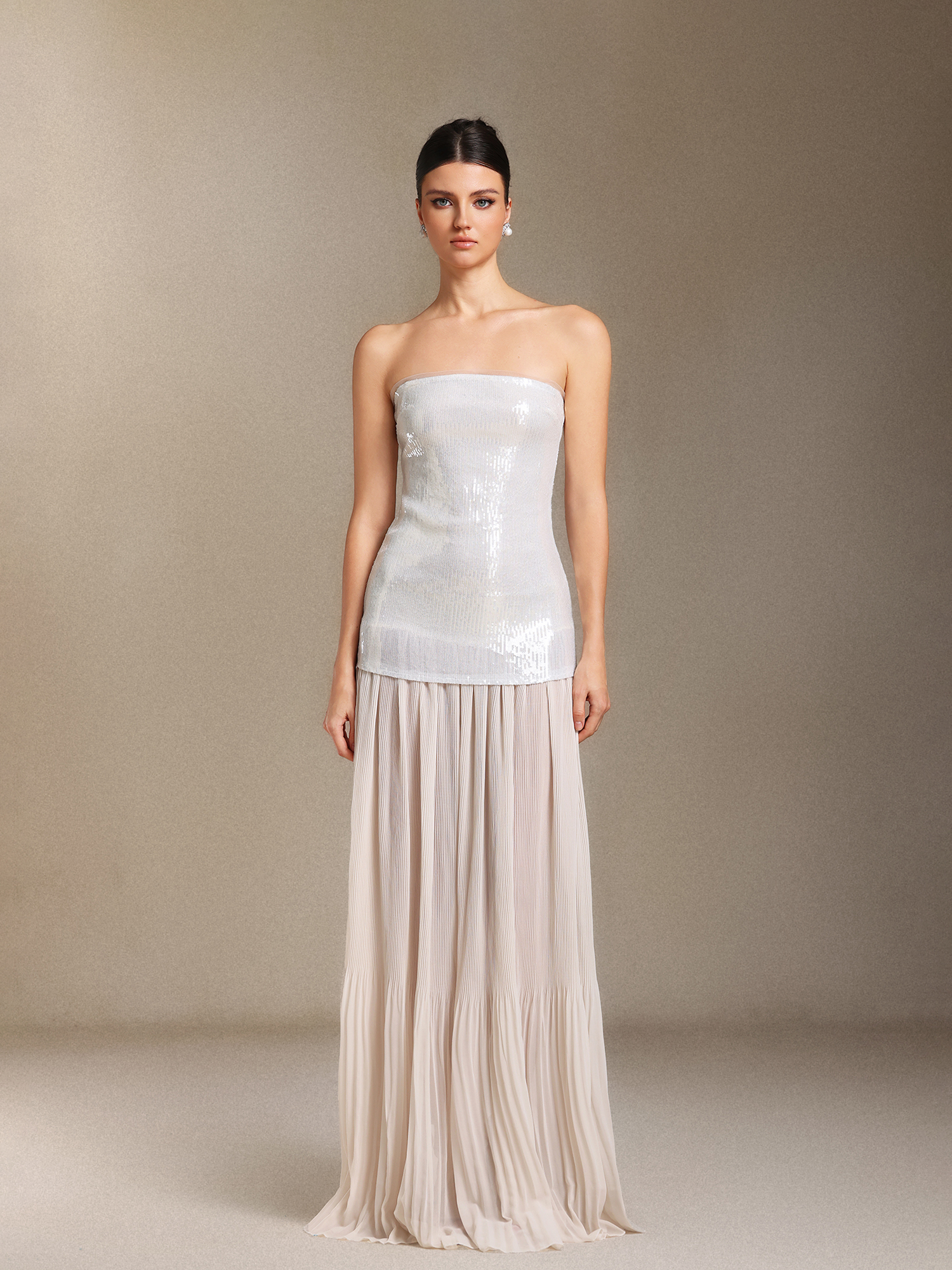 Vafa Chest smearing Sequins Chiffon maxi formal dress