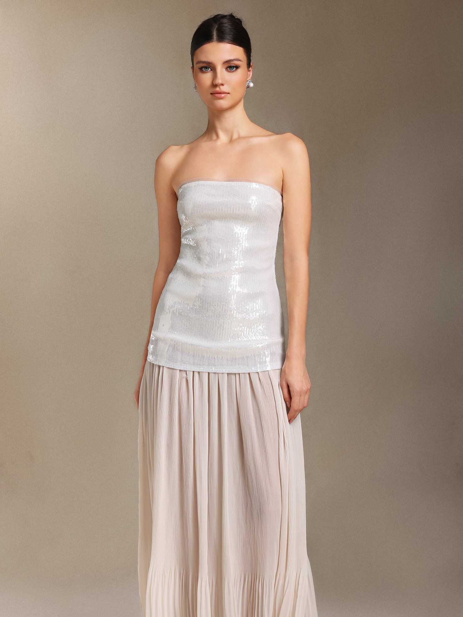 Vafa Chest smearing Sequins Chiffon maxi formal dress