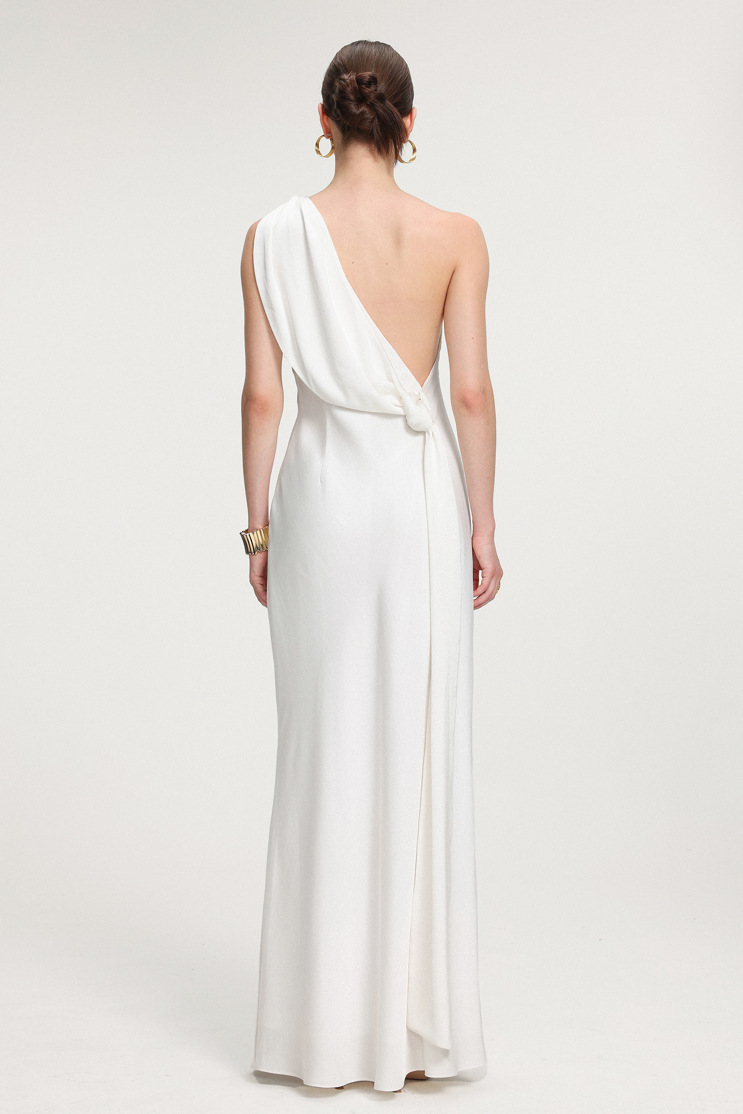 Tie-Shoulder Satin Maxi Dress
