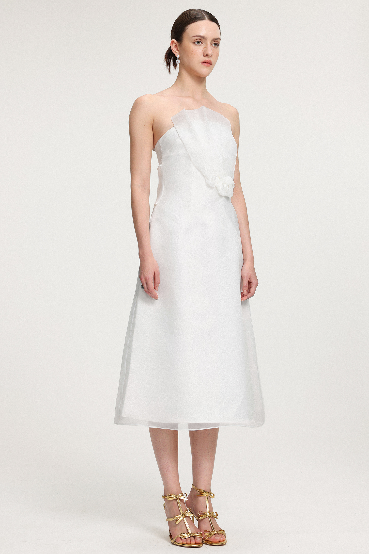 Ruffled Organza Midi Dress