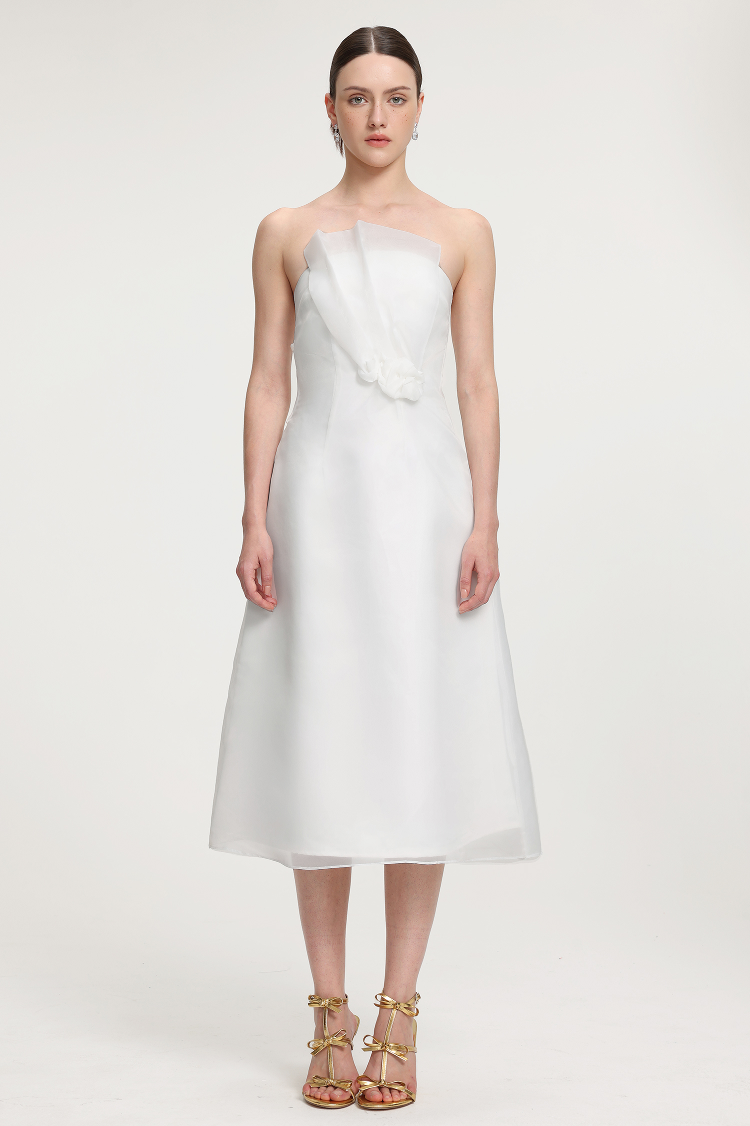 Ruffled Organza Midi Dress