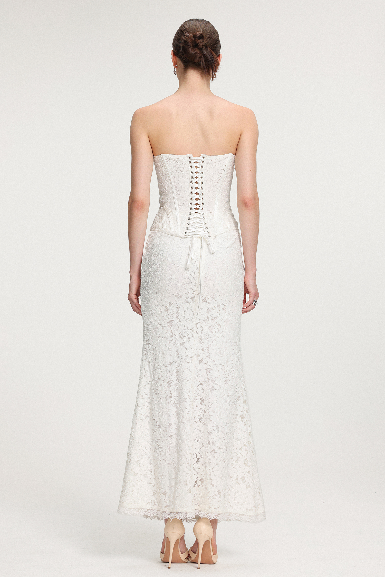 Corset-Detailed Lace Maxi Dress