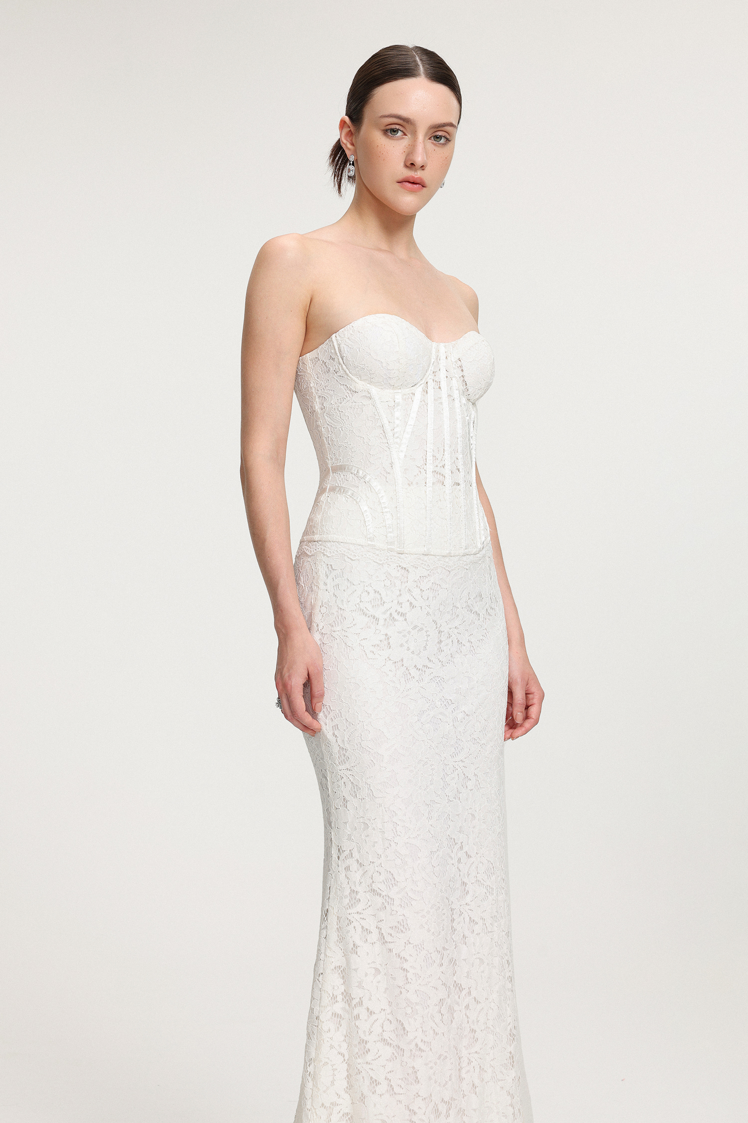 Corset-Detailed Lace Maxi Dress