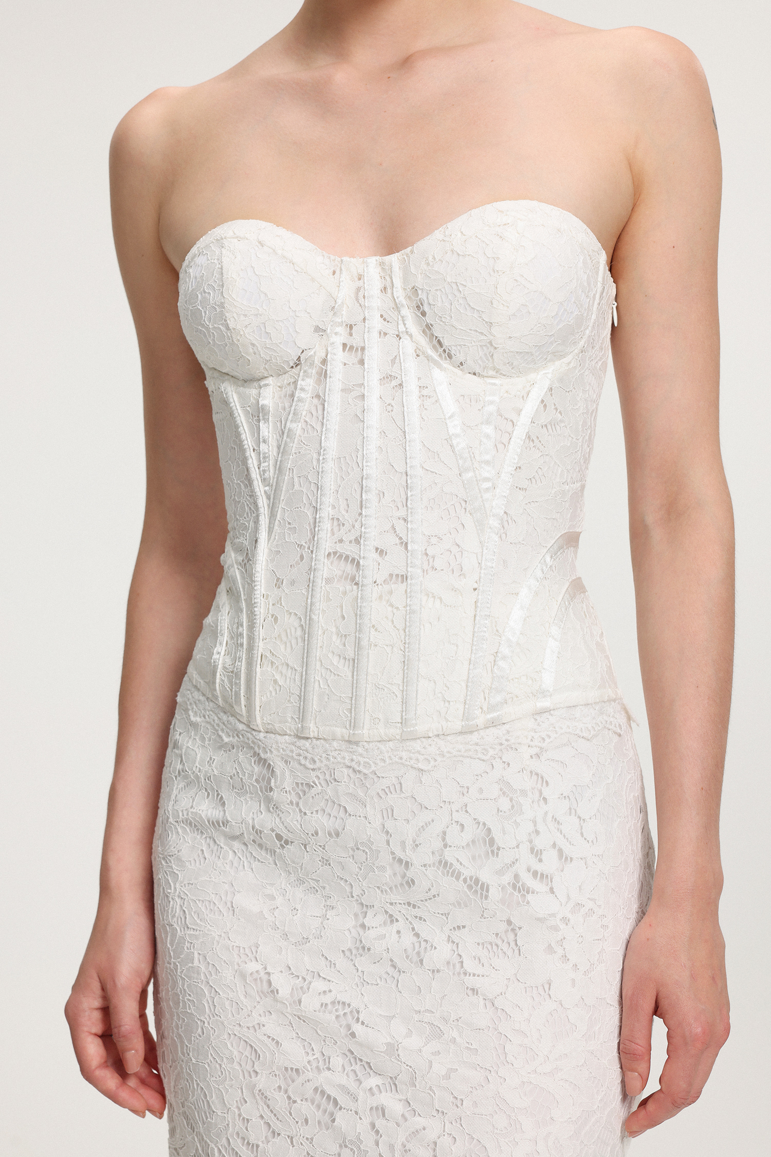 Corset-Detailed Lace Maxi Dress