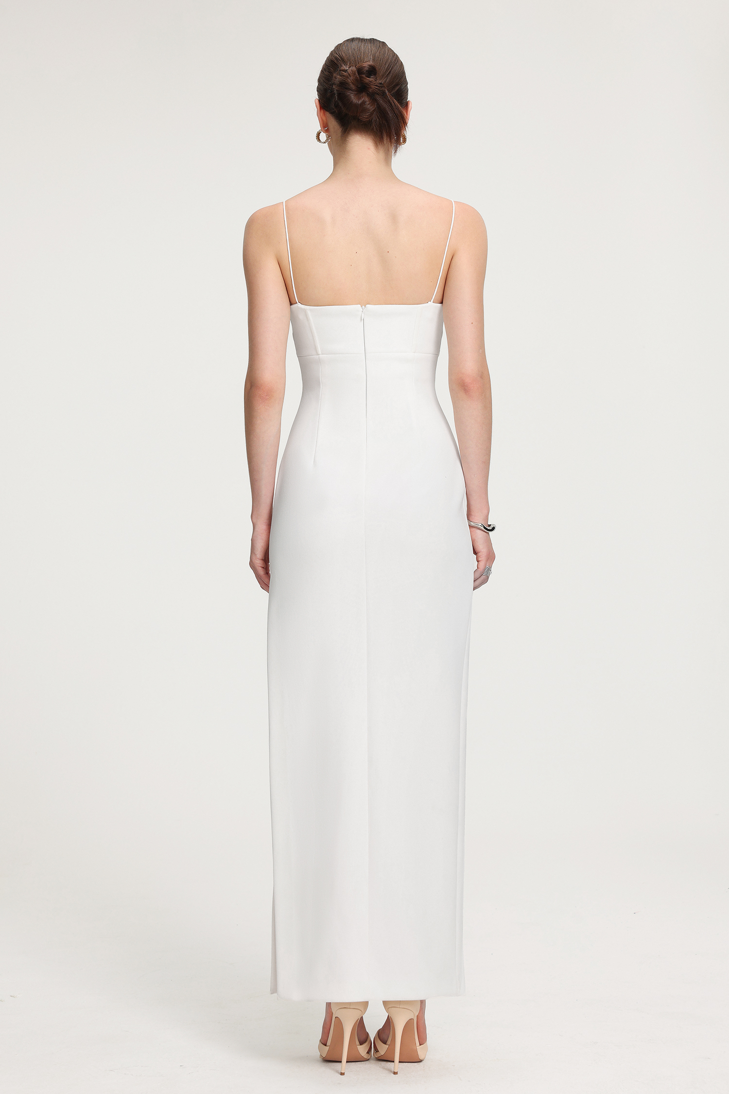 Corset-Style Crepe Maxi Dress