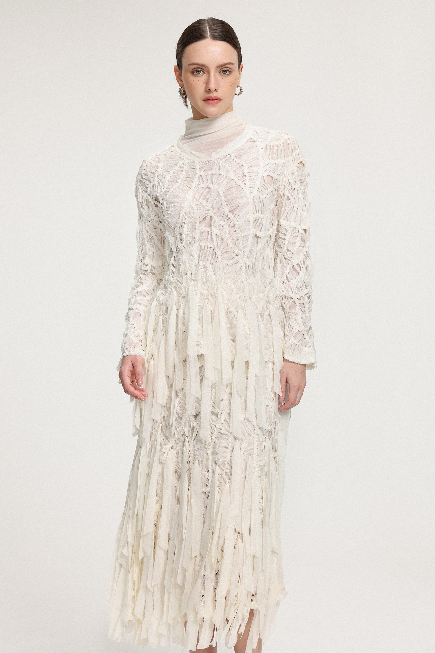 Fringed Midi Skirt With Ribbon Accents