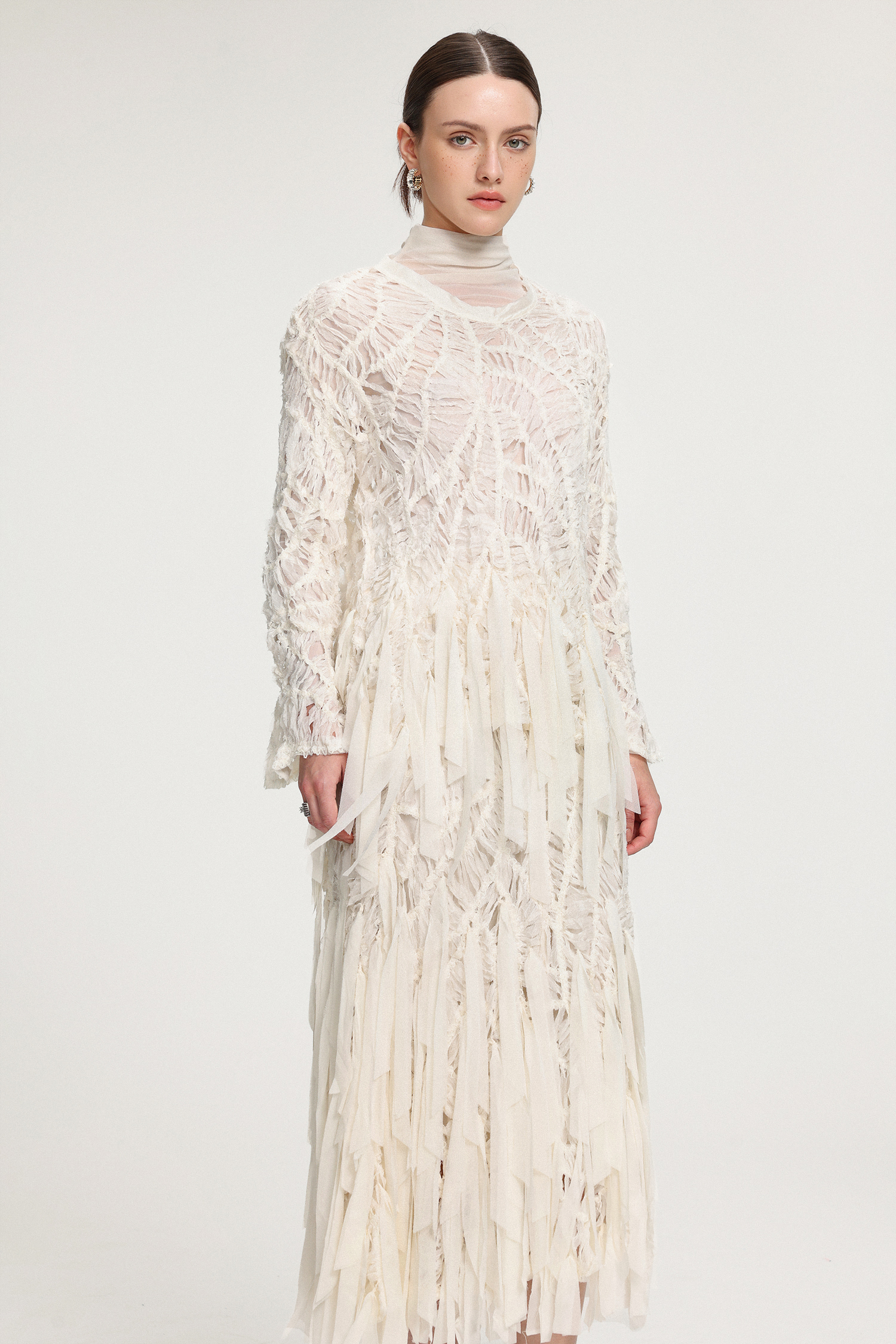 Fringed Midi Skirt With Ribbon Accents