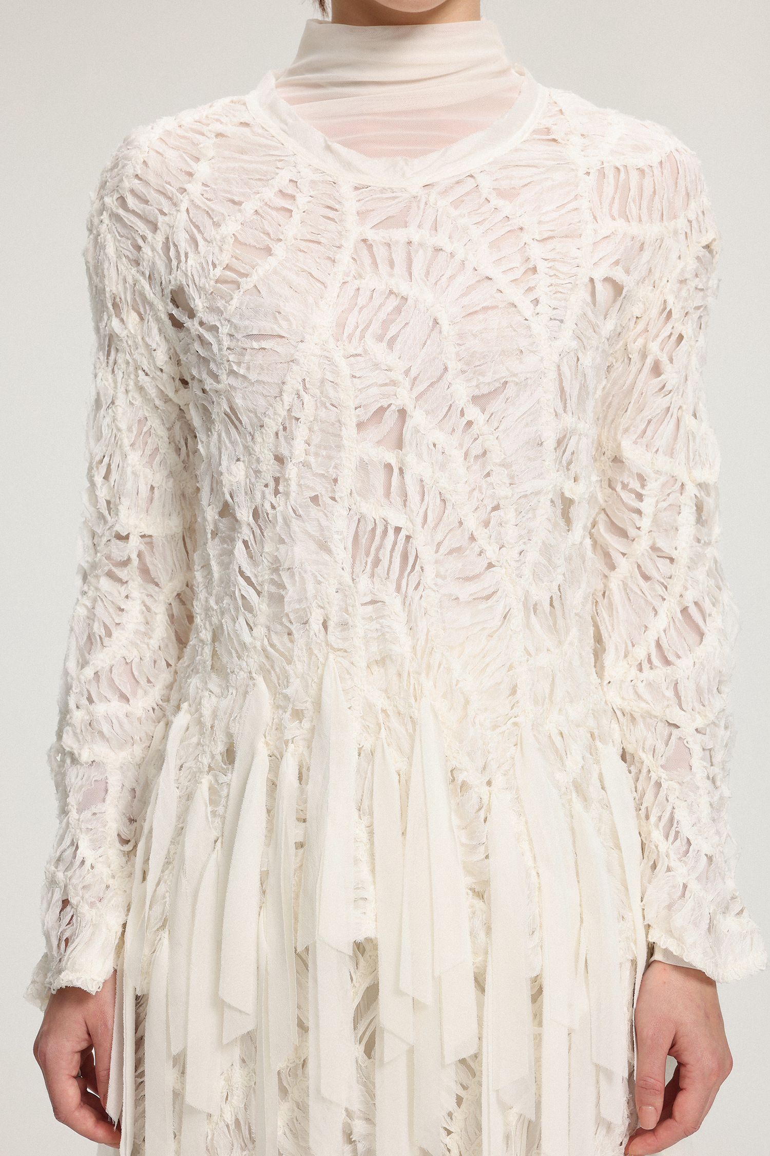 Fringed Midi Skirt With Ribbon Accents