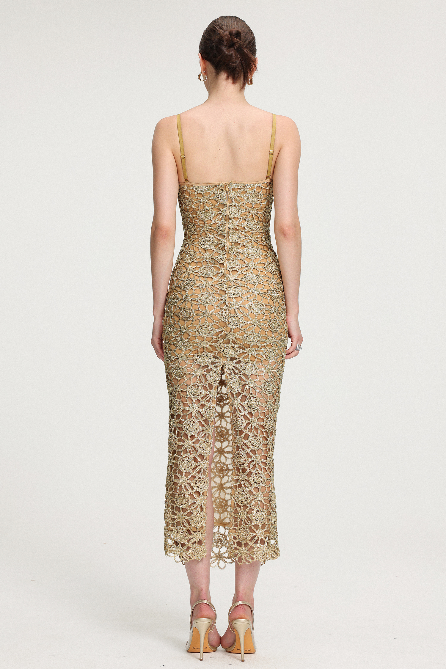 Floral crochet cutout mini dress