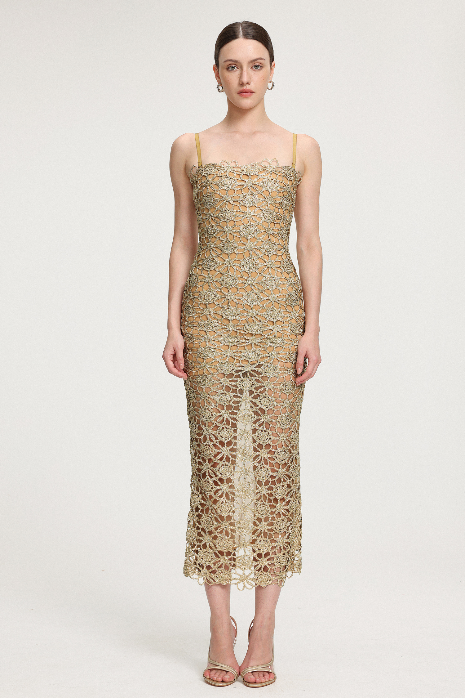 Floral crochet cutout mini dress