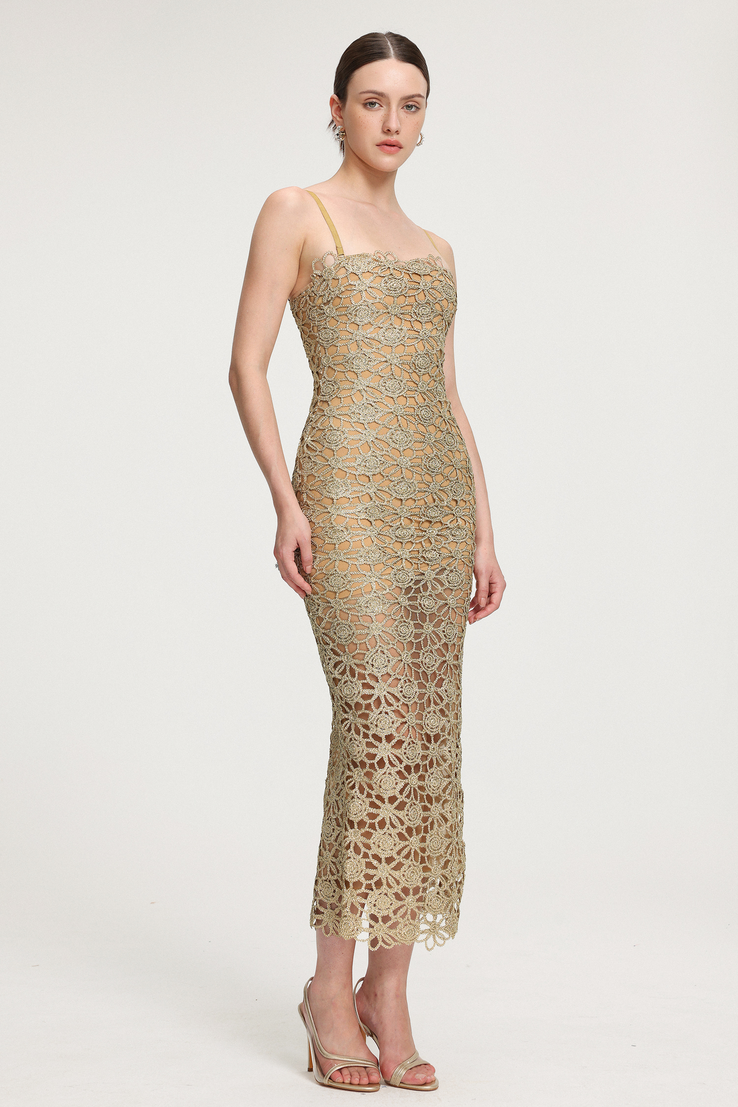 Floral crochet cutout mini dress