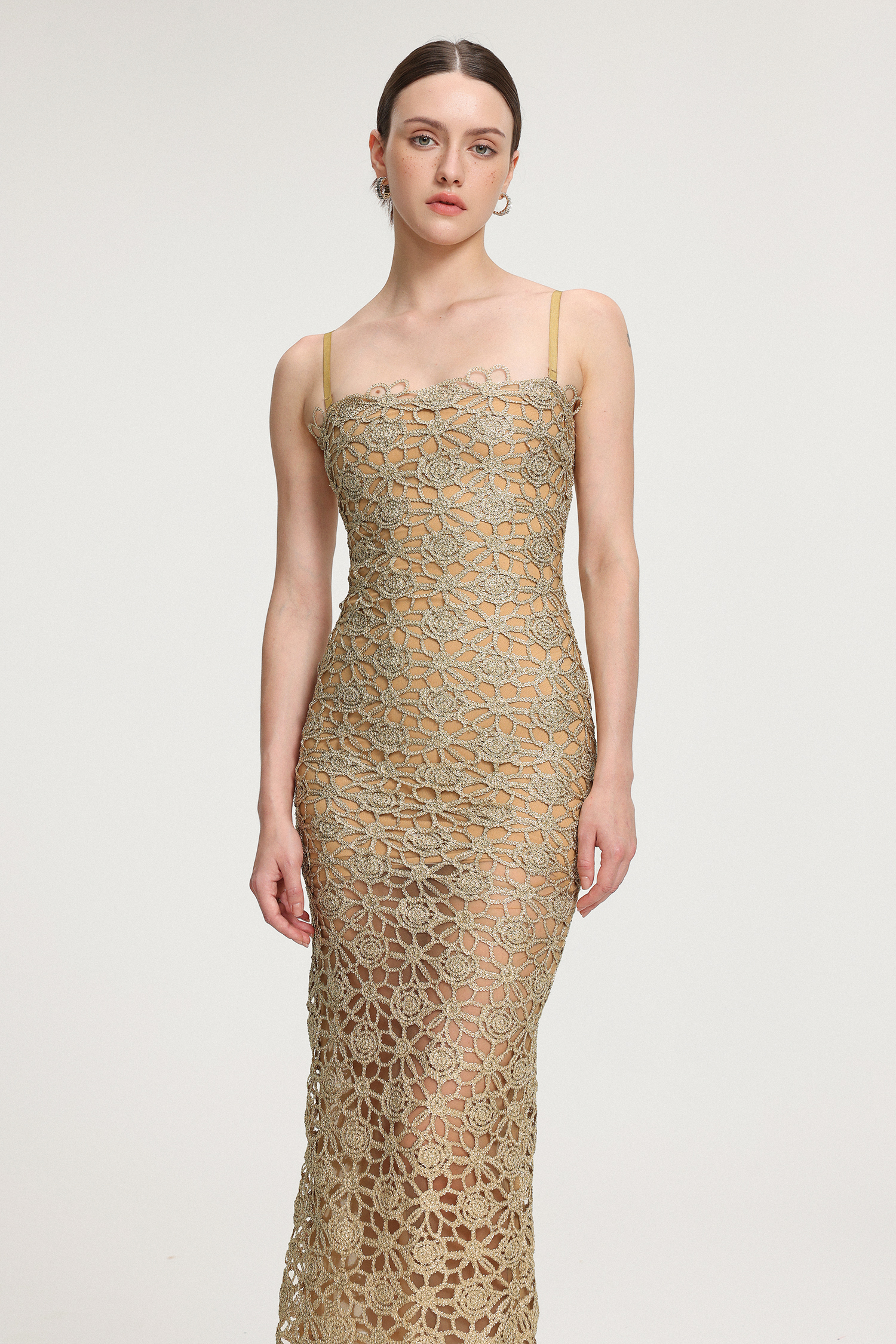 Floral crochet cutout mini dress