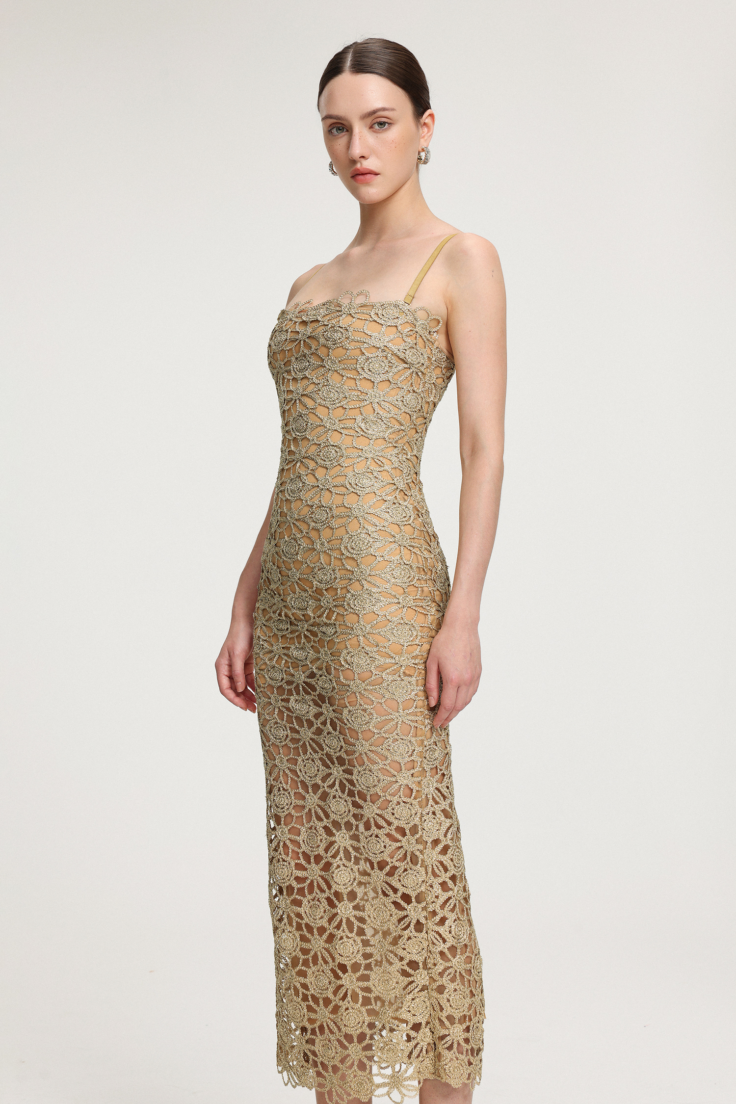 Floral crochet cutout mini dress