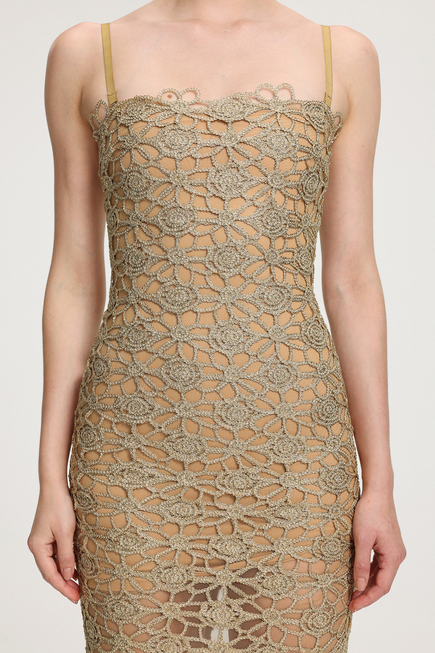 Floral crochet cutout mini dress