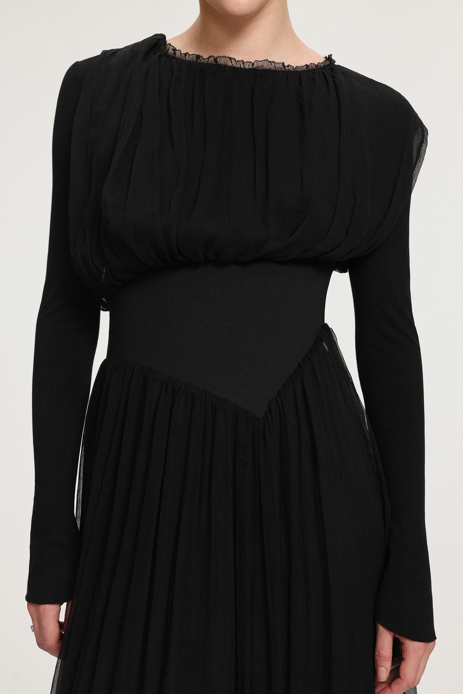 Pleated Chiffon Midi Dress