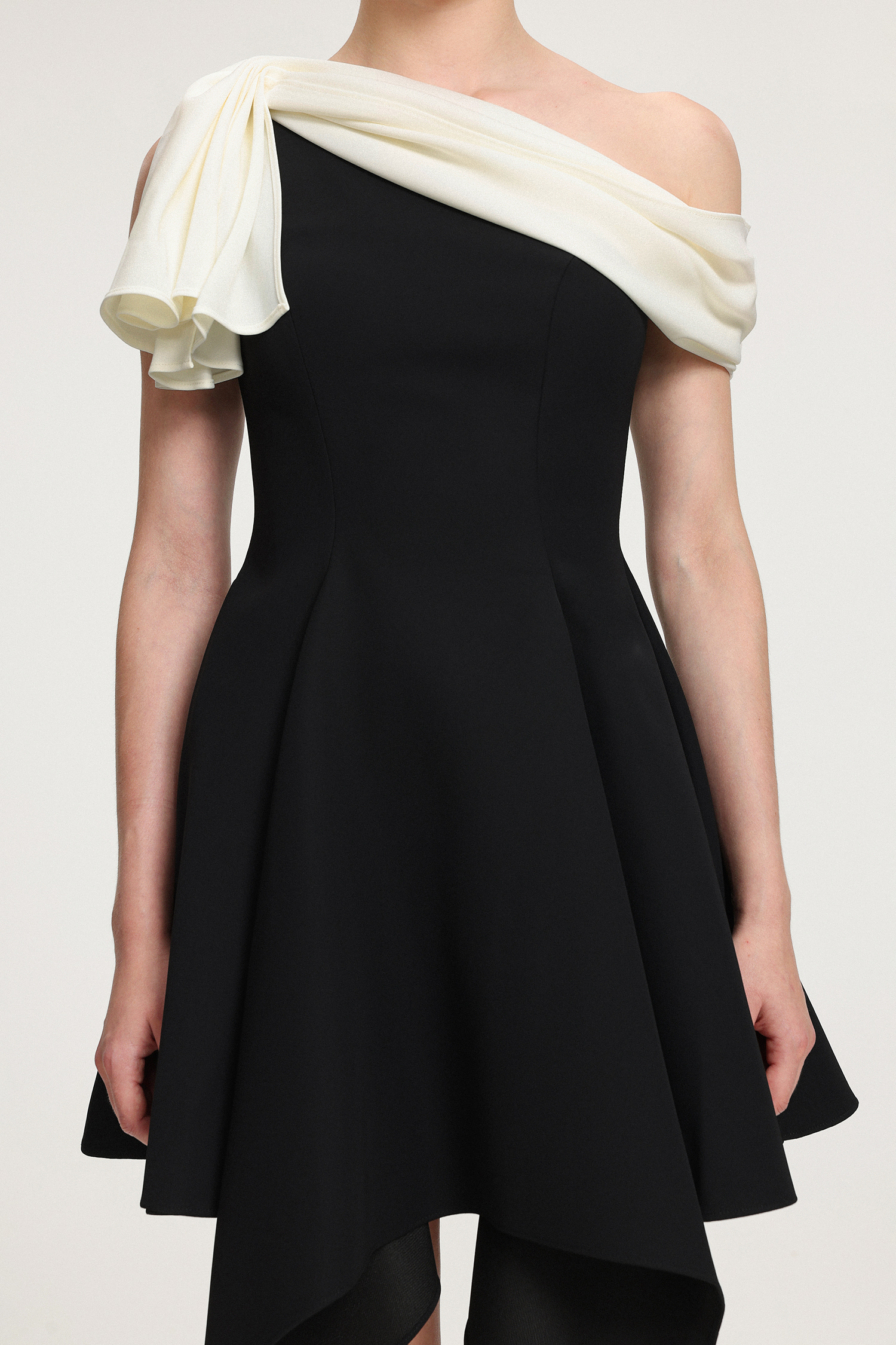 Asymmetric Ruffled One-Shoulder Mini Dress