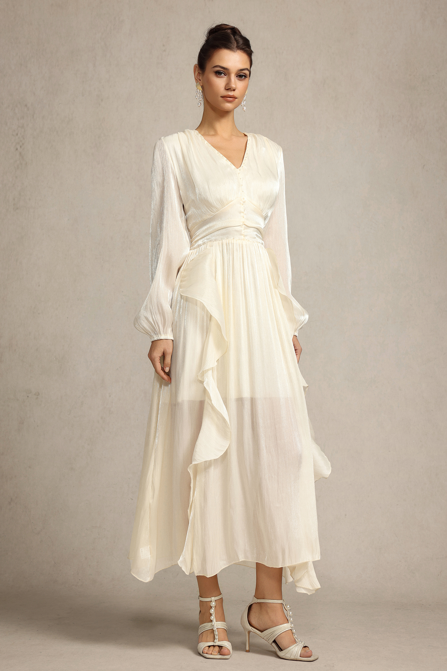 Doma Long Sleeves Folds Maxi Dress