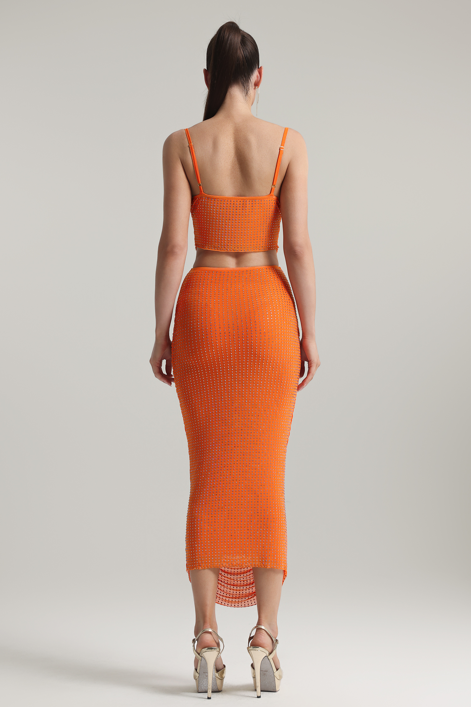 Rina Sleeveless Rhinestone Two Piece Set