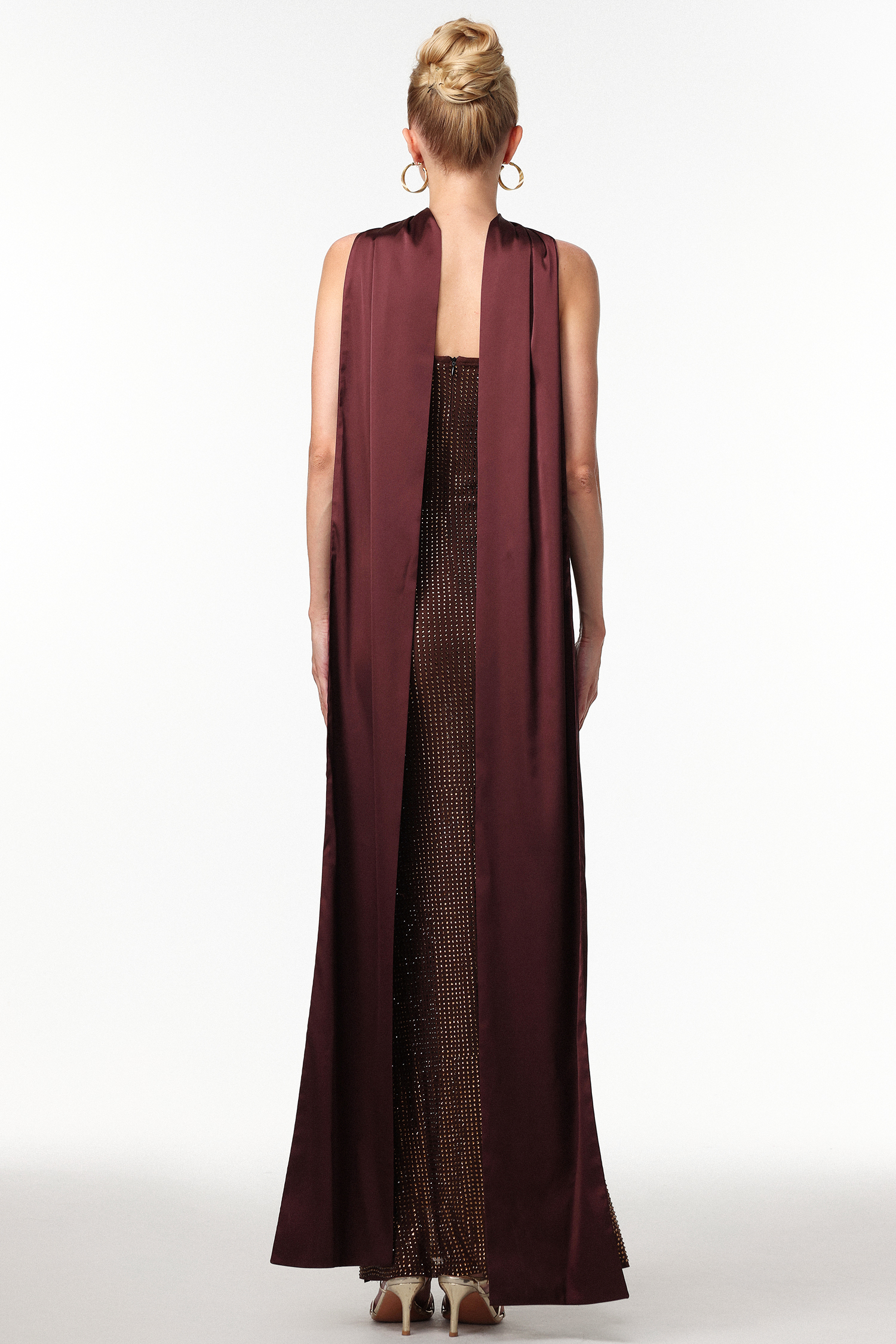 Zainab Elegant Contour Rhinestone Knit Maxi Dress