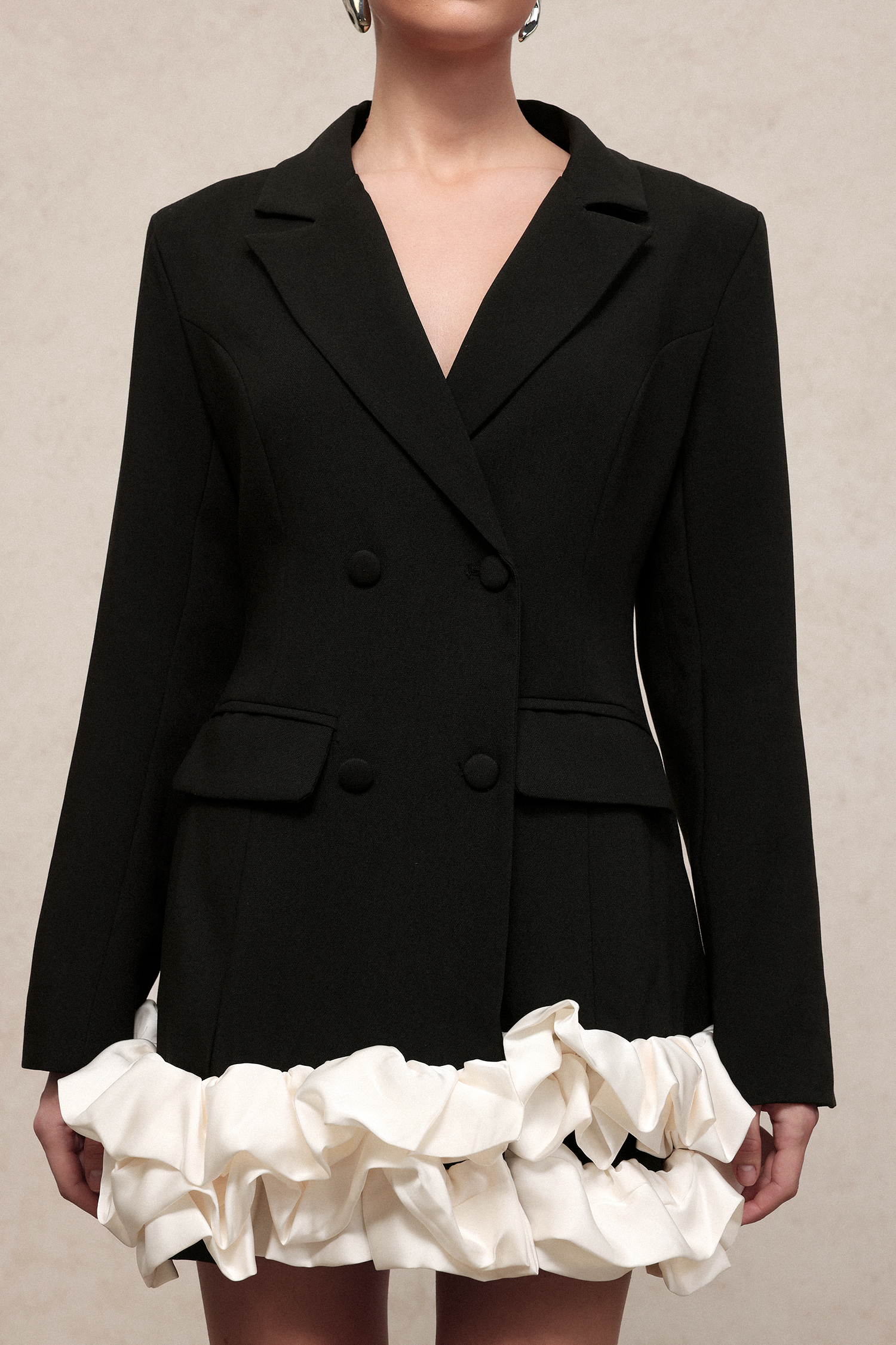 Leonie Elegant Tailored Long Sleeve Woven Mini Dress