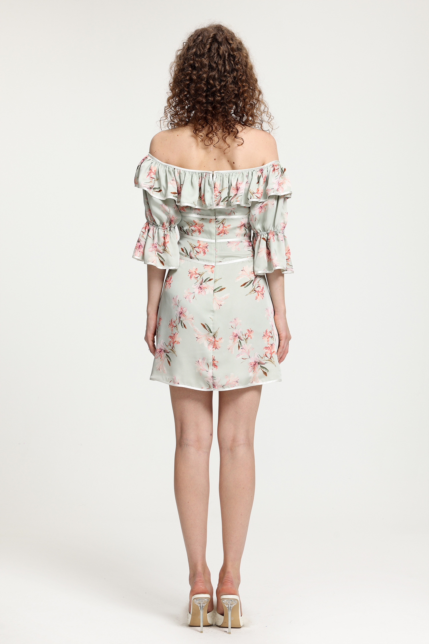 Off-Shoulder Floral Ruffled Dress
