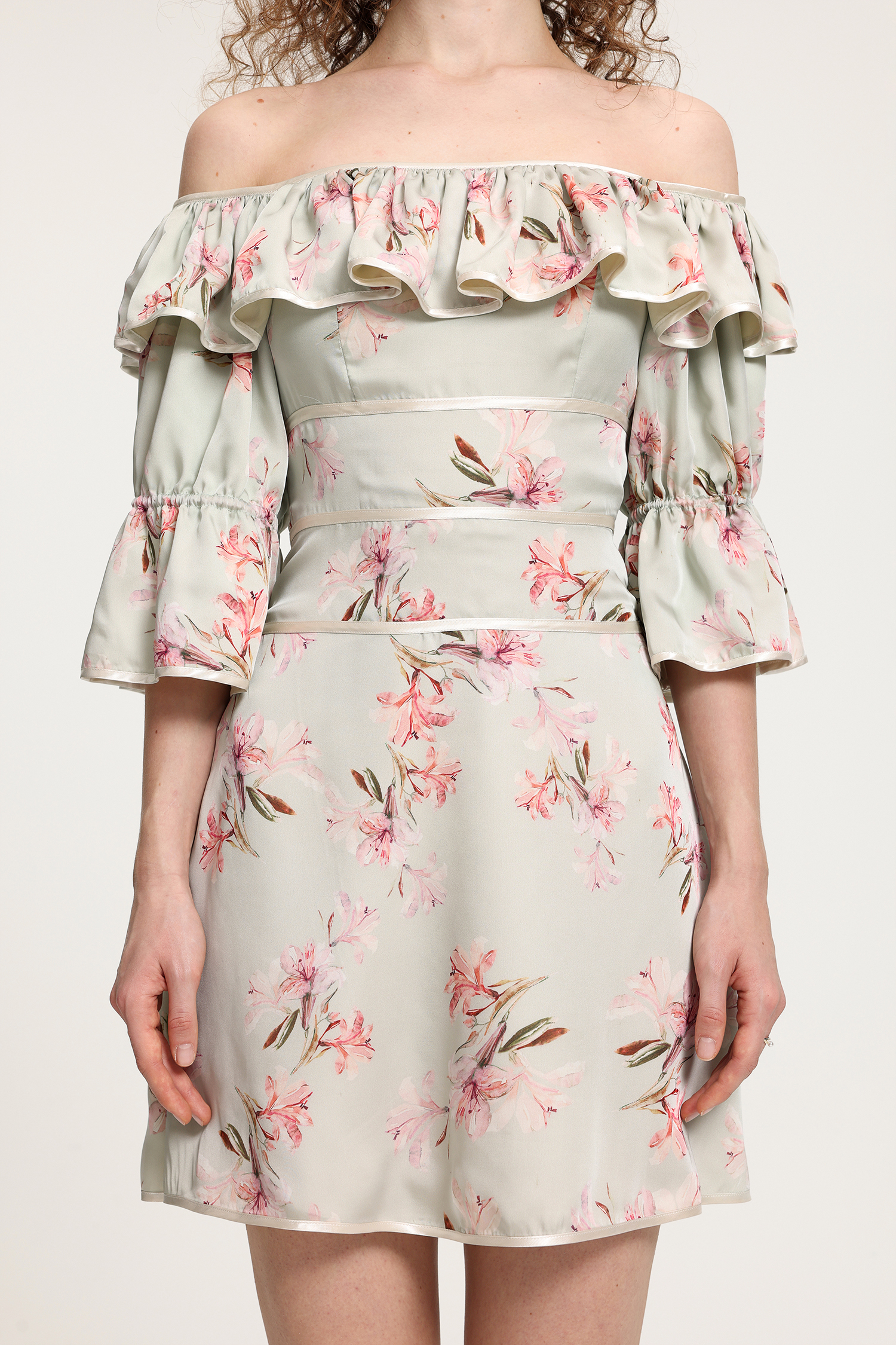 Off-Shoulder Floral Ruffled Dress