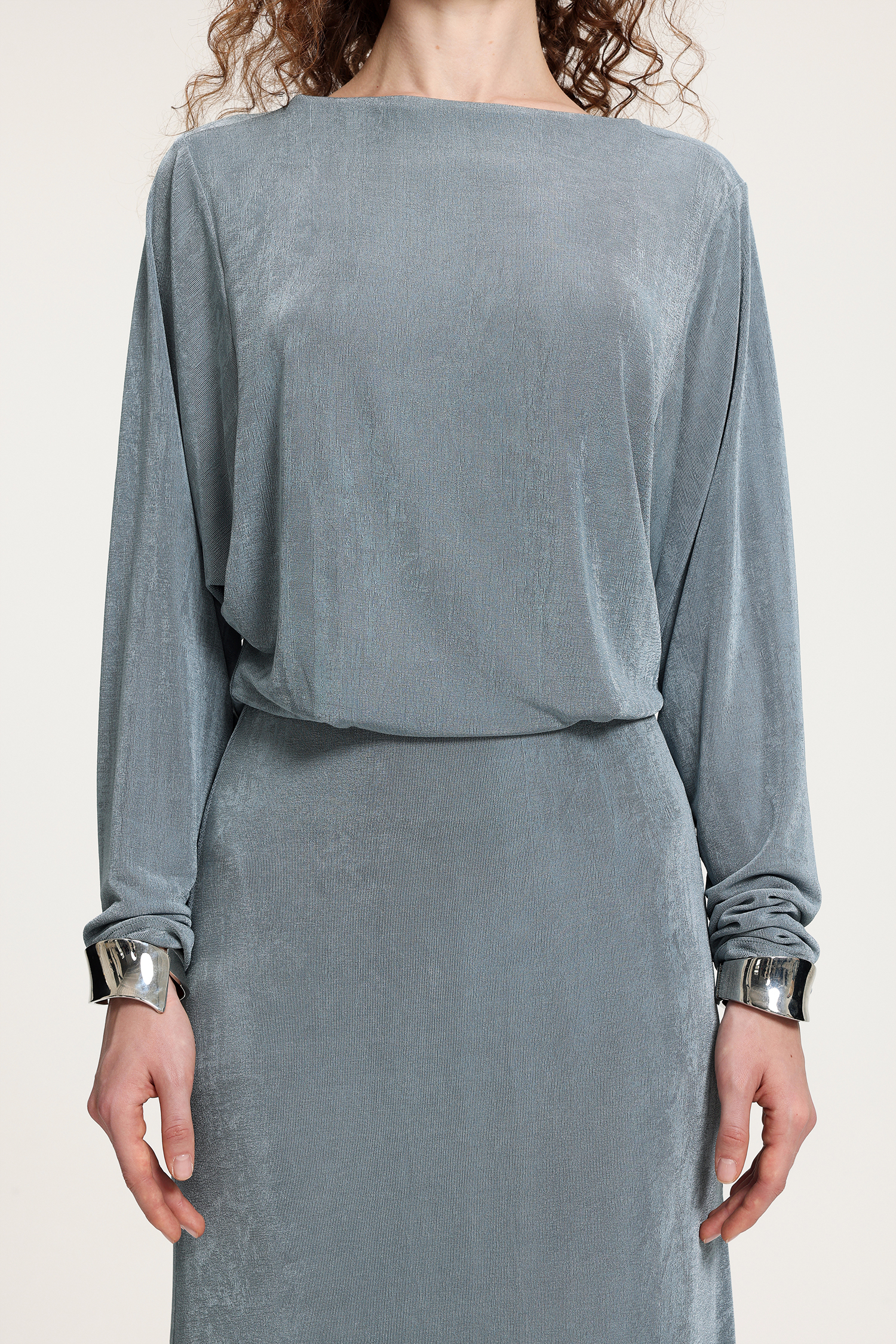 Boat Neck Dolman Sleeve Open-Back Maxi Dress