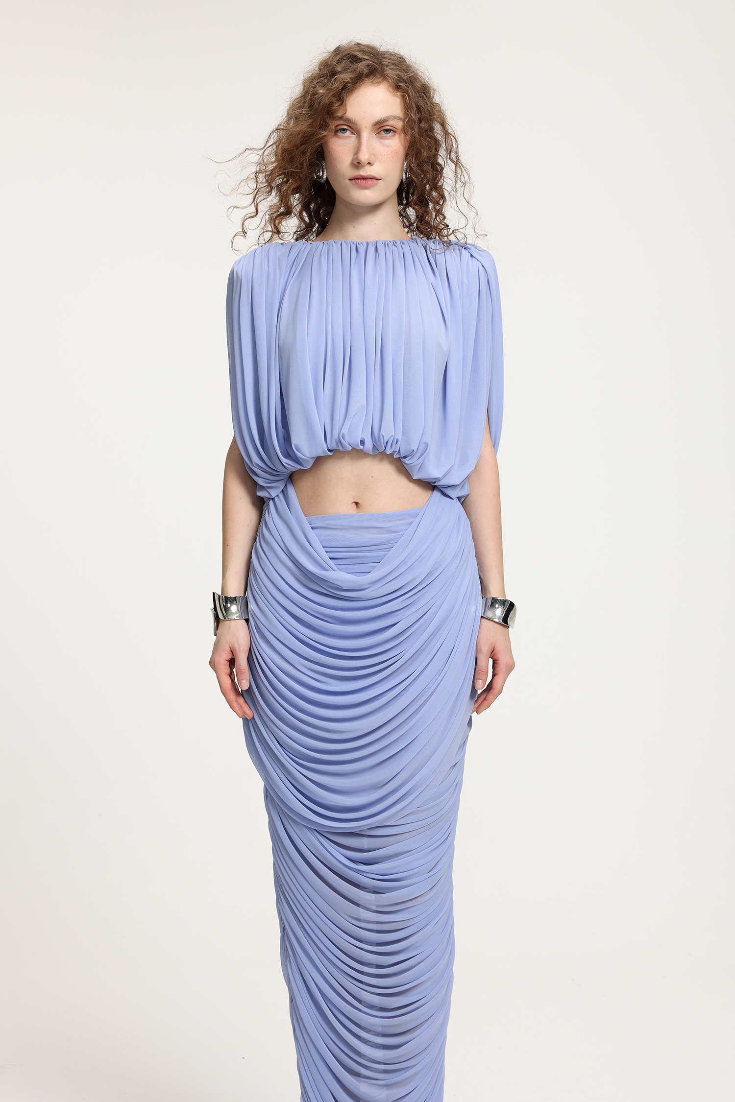 Ruched Cut-Out Jersey Two-Piece Set