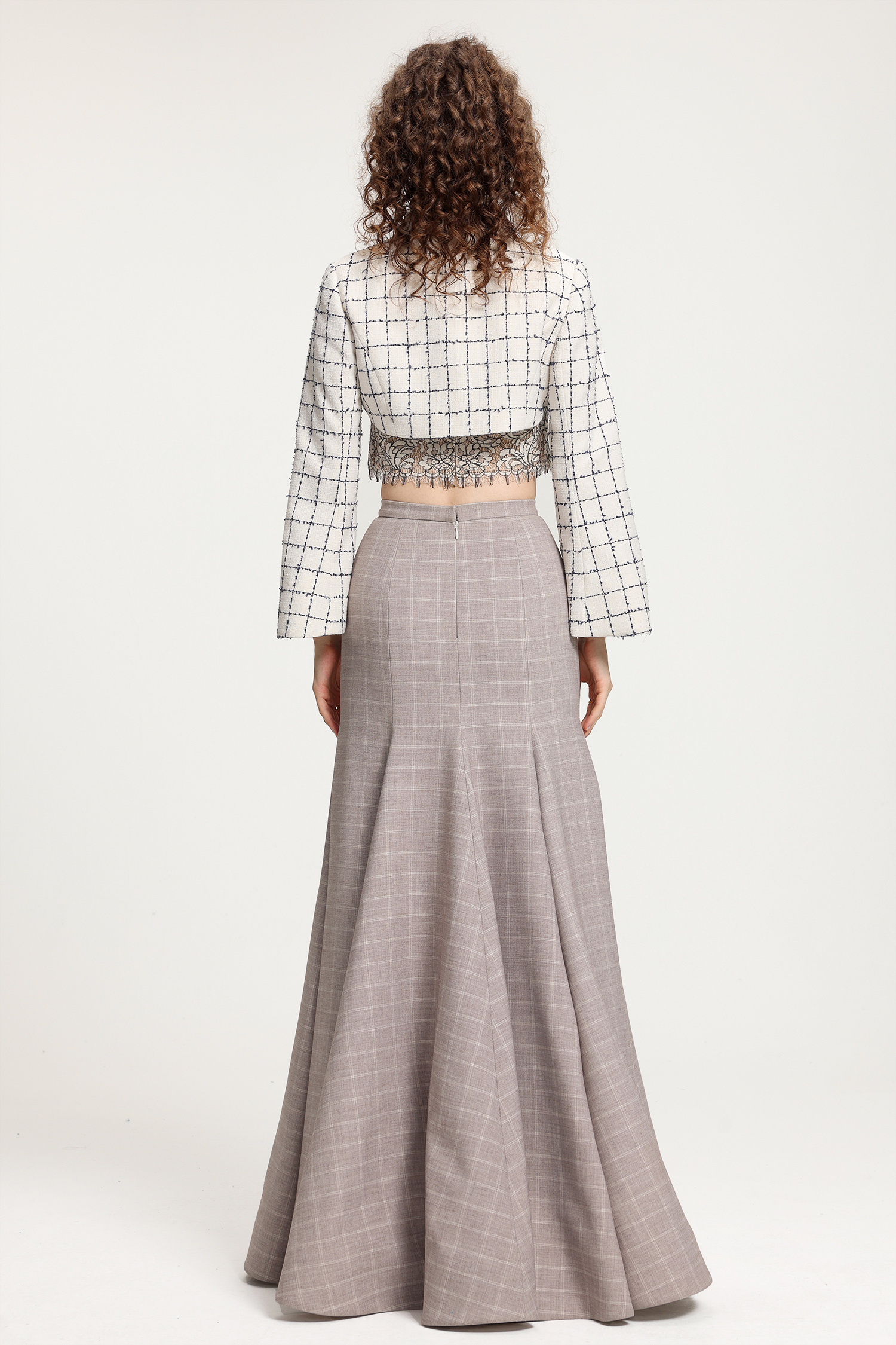 Checkered Cropped Tweed Jacket