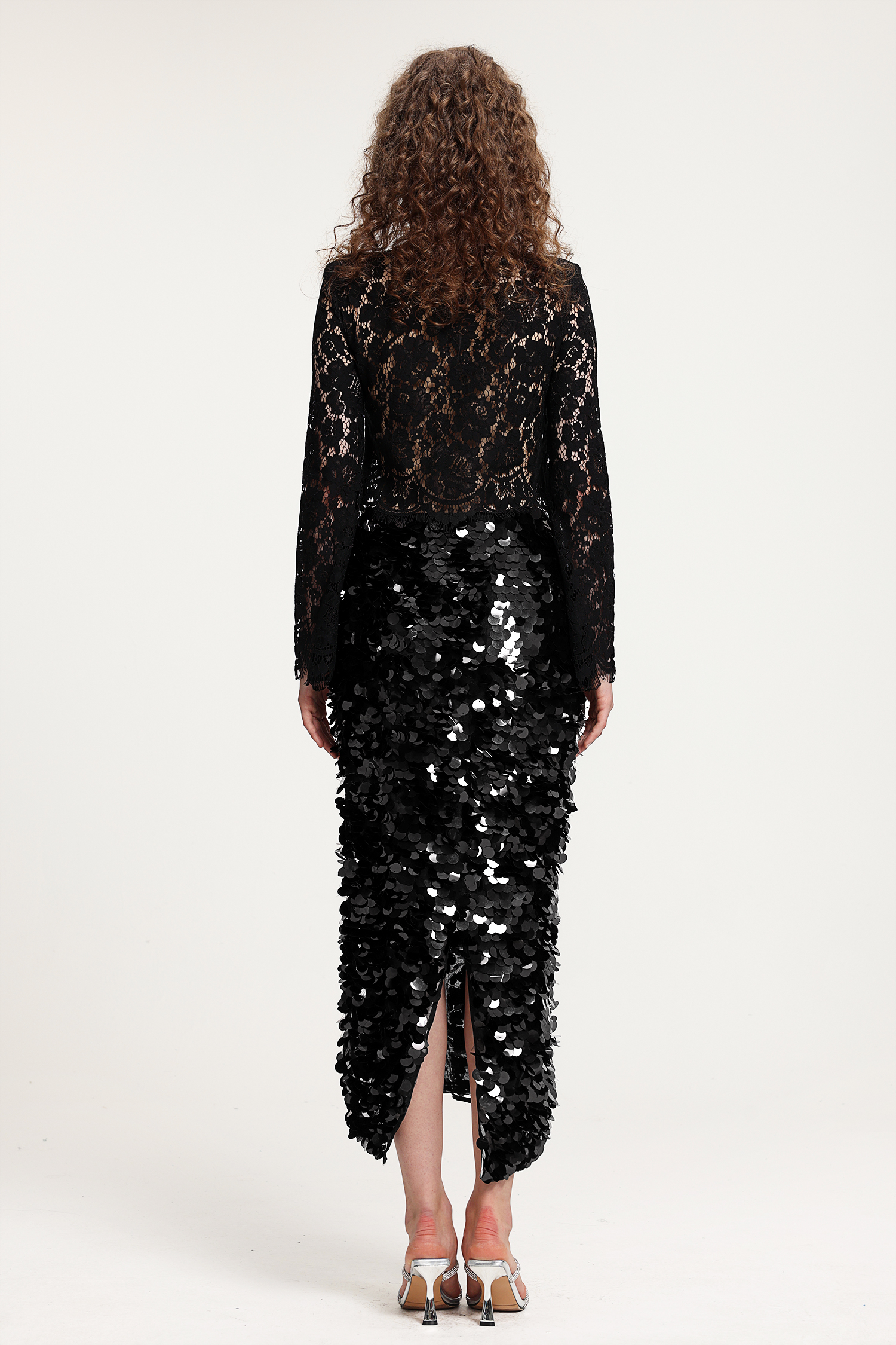 3D Sequin Midi Skirt Two-Piece Set