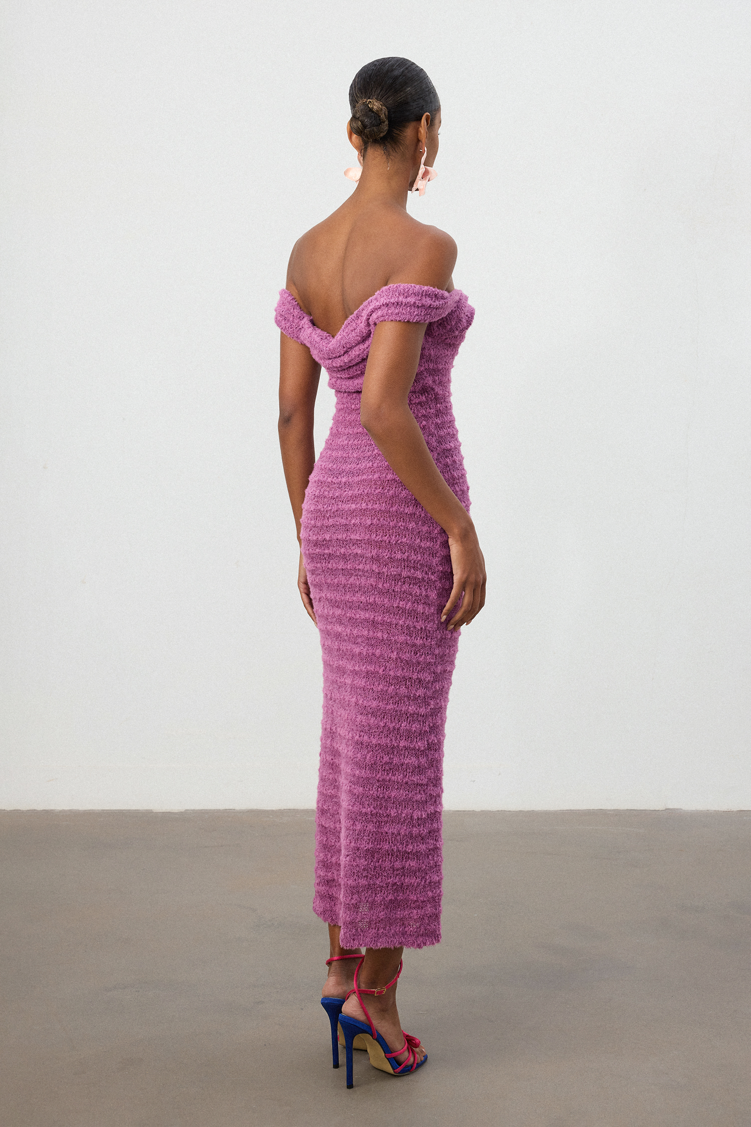 Blossom Purple Textured Strapless  Dress