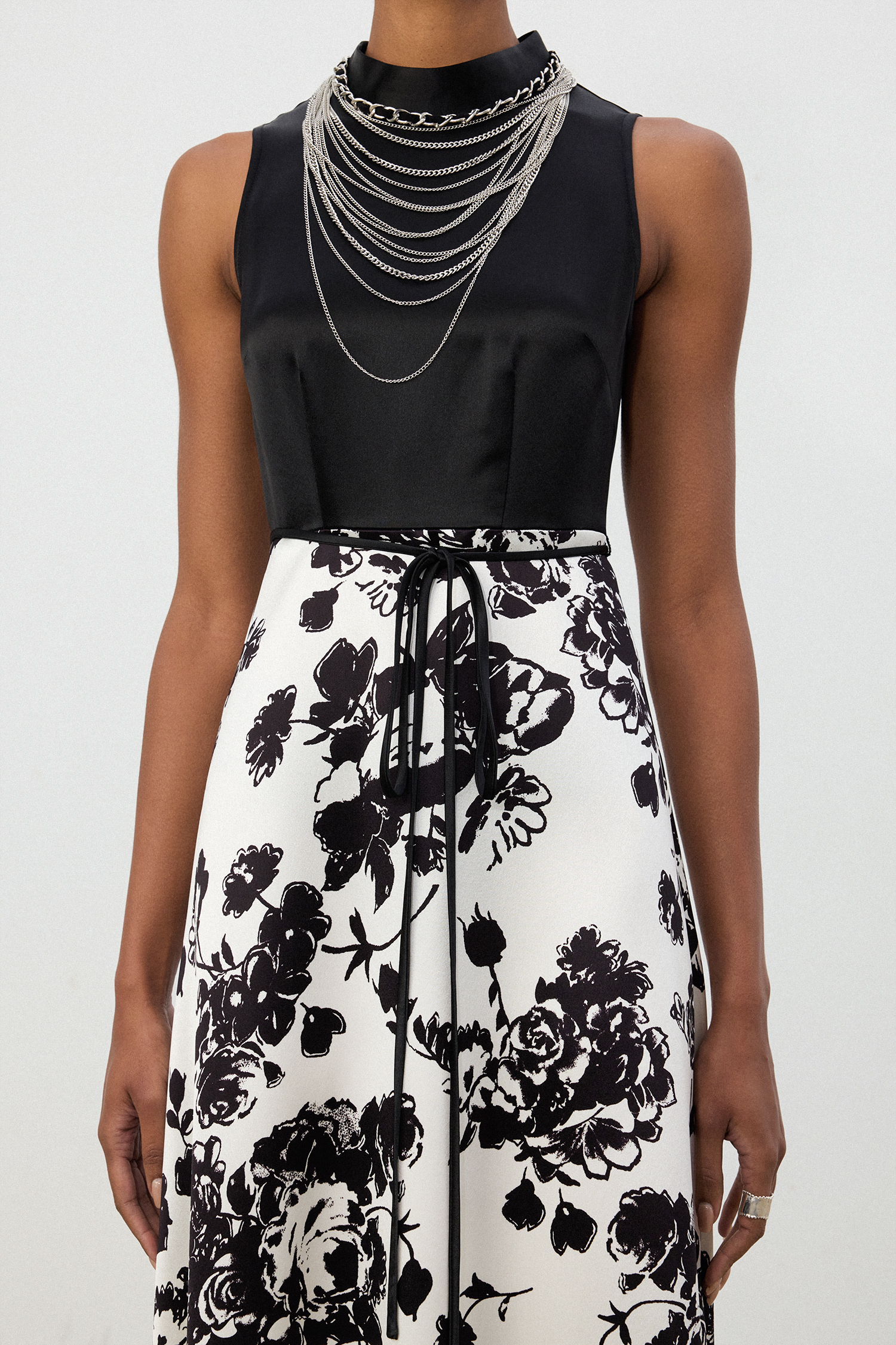Black & Ivory Floral Maxi Skirt
